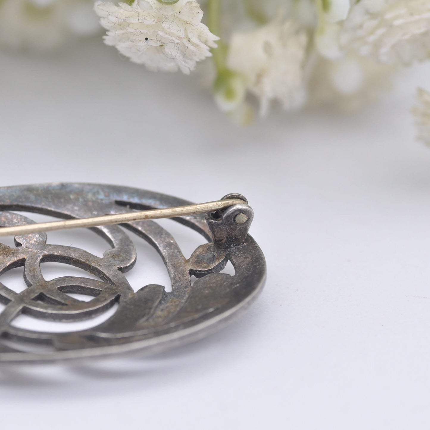 Vintage Sterling Silver Celtic Flower Brooch - Mackintosh Style | Openwork Floral