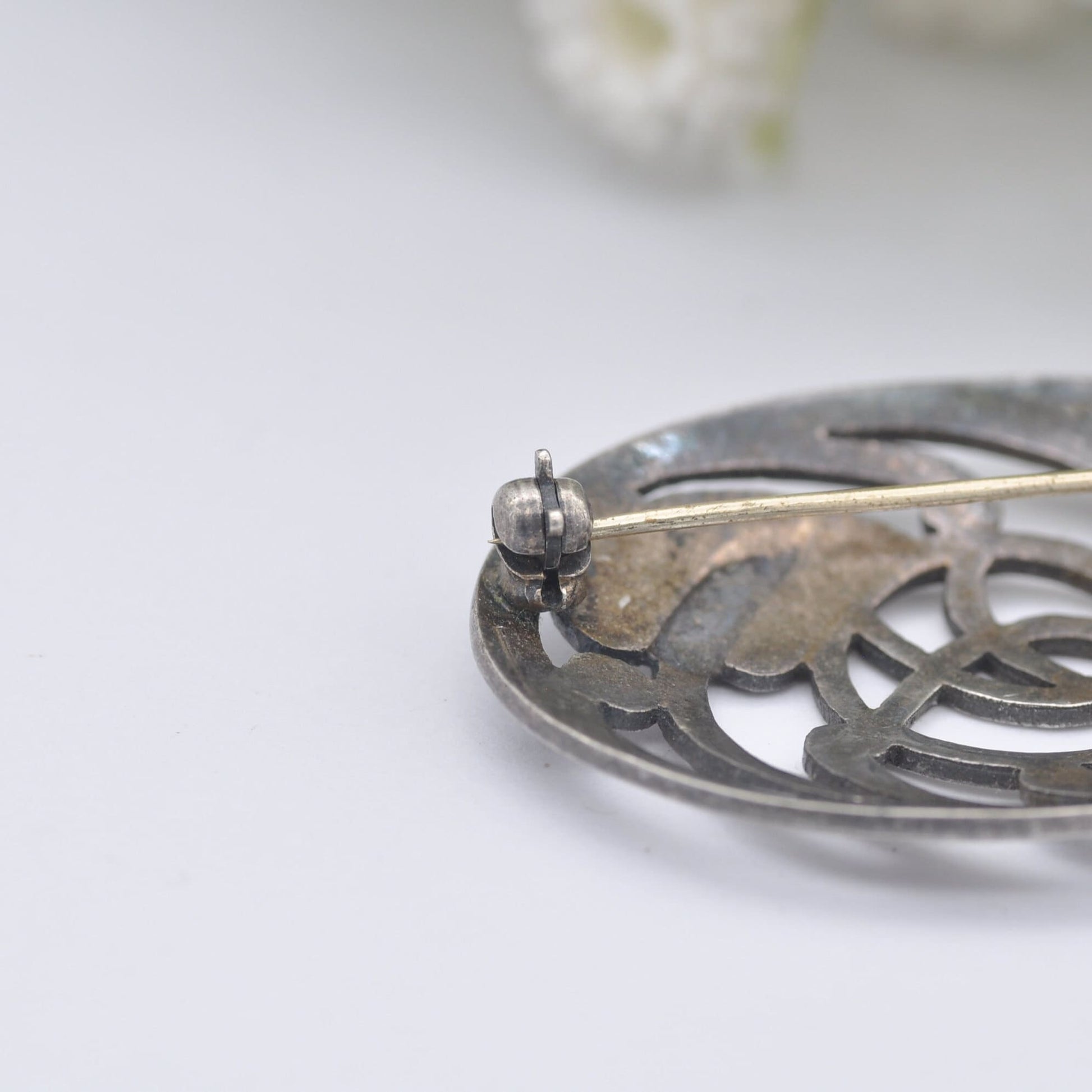 Vintage Sterling Silver Celtic Flower Brooch - Mackintosh Style | Openwork Floral