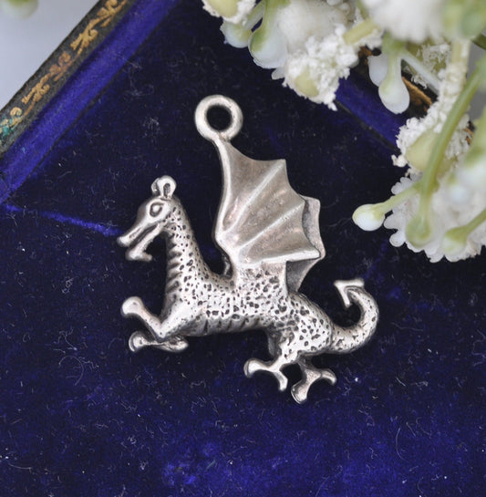 Vintage Sterling Silver Dragon Charm Pendant - Mystical Pendant | Fantasy Creature