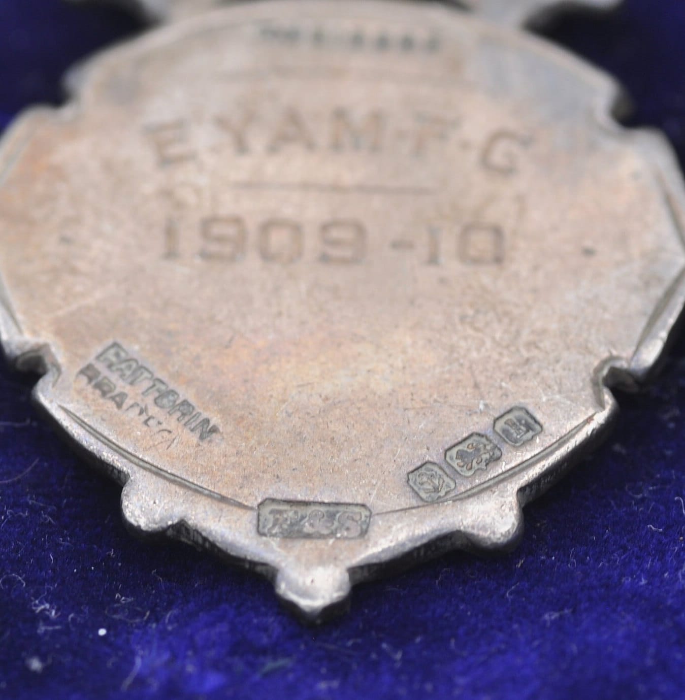 Antique Sterling Silver Enamel Fob Medal 1910 by Fattorini & Sons - Hope Valley Amateur Football League | Eyam FC