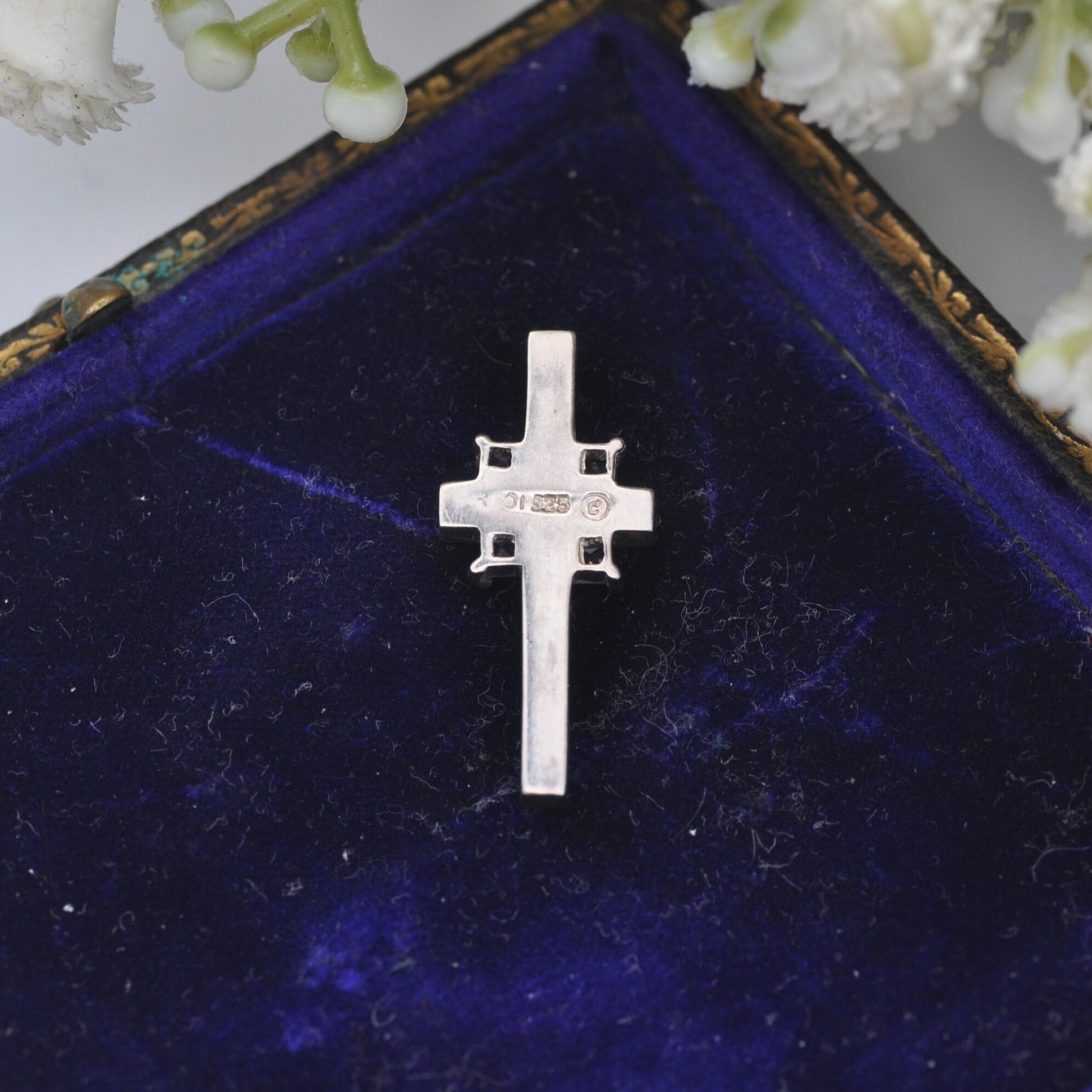 Vintage Kit Heath Sterling Silver Amethyst Cross Pendant