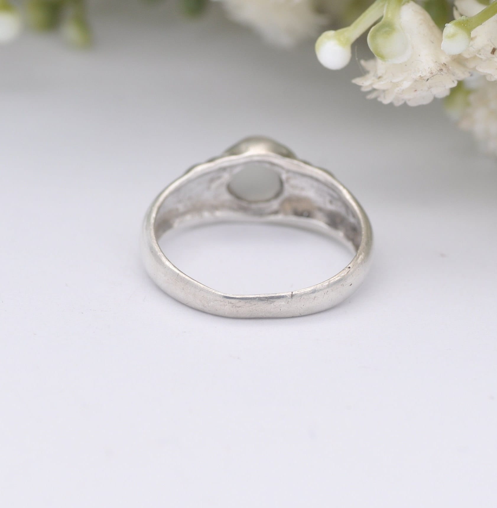 Vintage Sterling Silver Moonstone Ring - Modernist Ring | UK Size - O 1/2 | US Size - 7 1/2