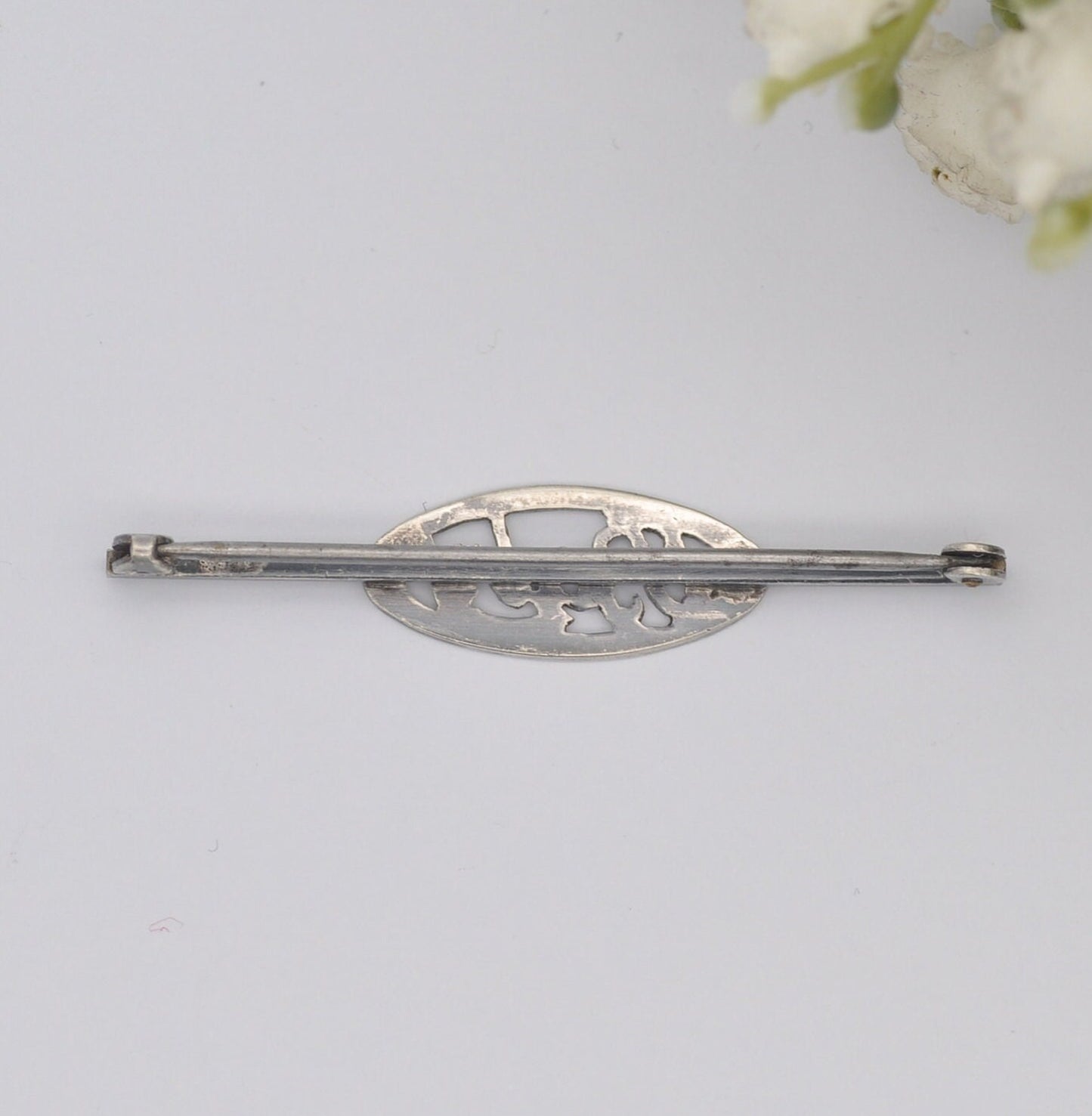 Antique Sterling Silver Baby Bar Brooch - Word Baby Pin