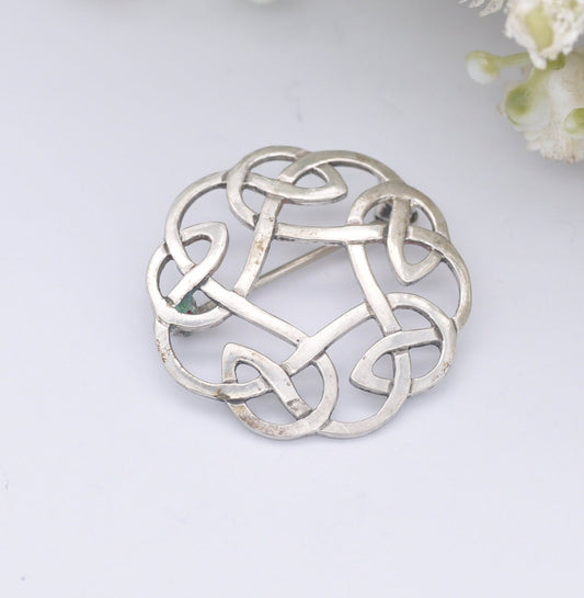 Vintage Ortak Scottish Sterling Silver Brooch by Malcolm Gray - Celtic Knot