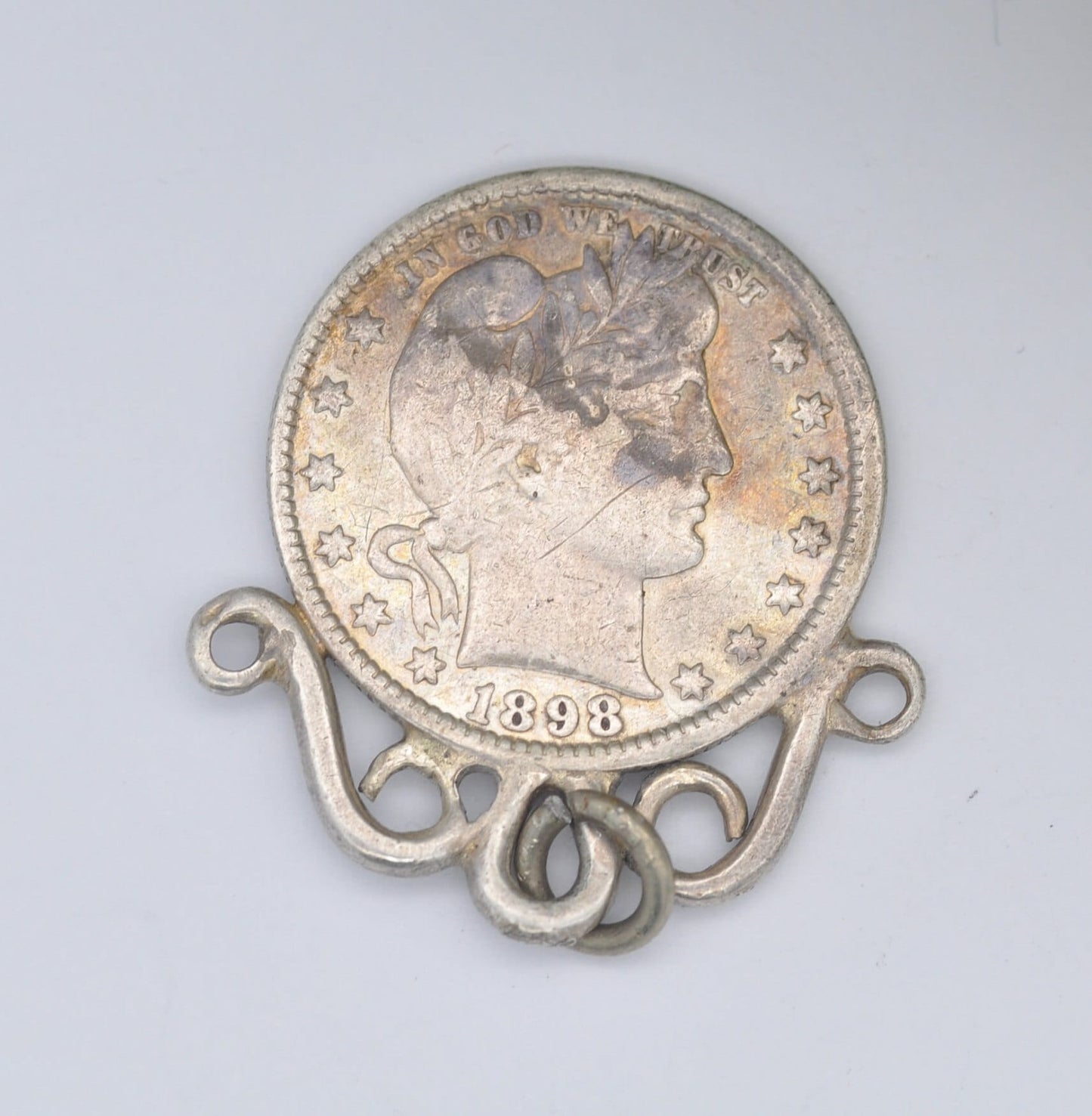 Antique US Quarter Dollar 1898 Pendant - United States of America Silver Coin Jewellery