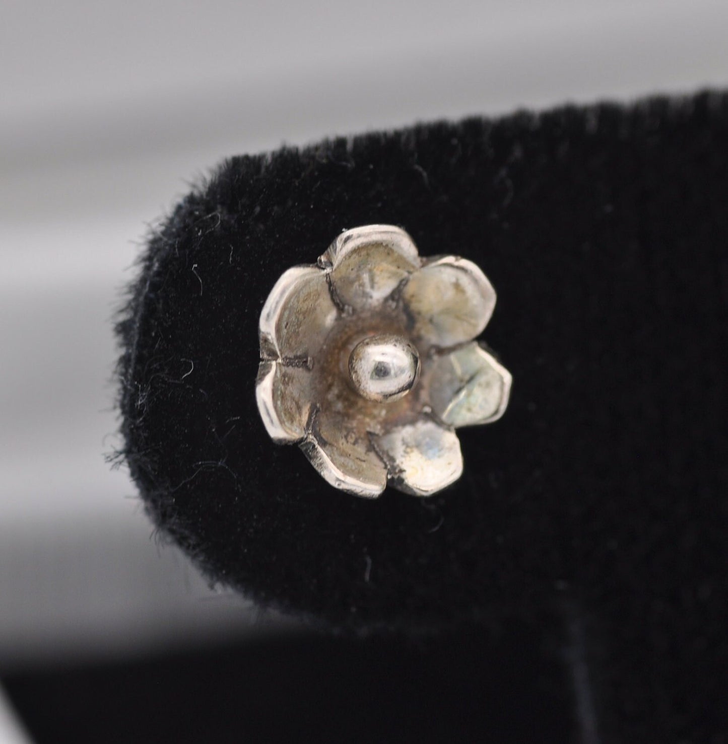 Sterling Silver Flower Stud Earrings - Minimalist Modernist Floral Style