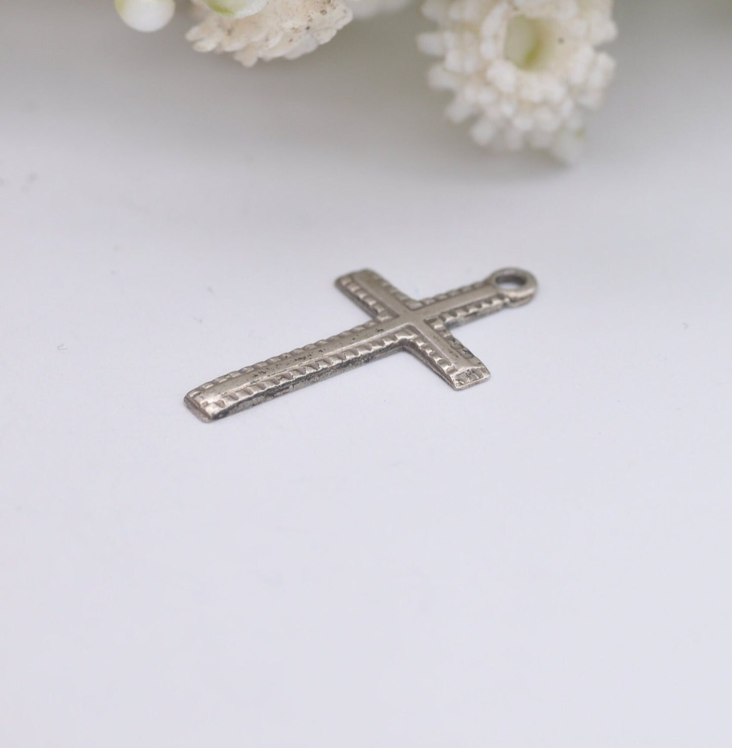 Vintage Sterling Silver Textured Cross Pendant