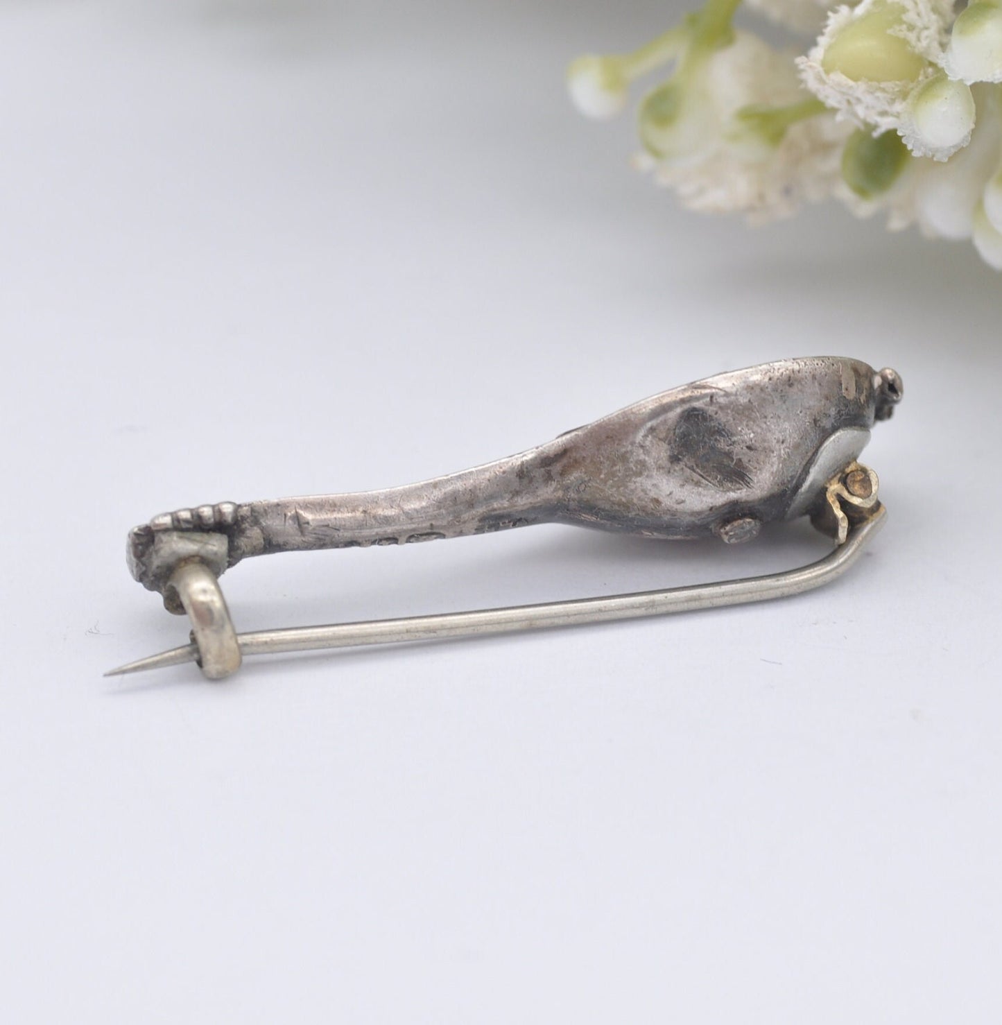 Antique Adie & Lovekin Sterling Silver Mandolin Lute Brooch 1893 - Victorian Novelty Musical Instrument Jewellery