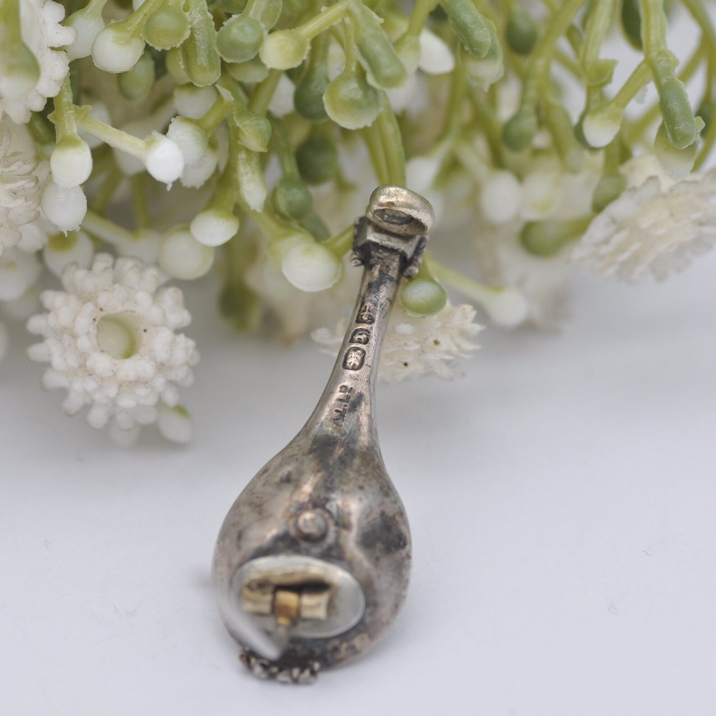 Antique Adie & Lovekin Sterling Silver Mandolin Lute Brooch 1893 - Victorian Novelty Musical Instrument Jewellery