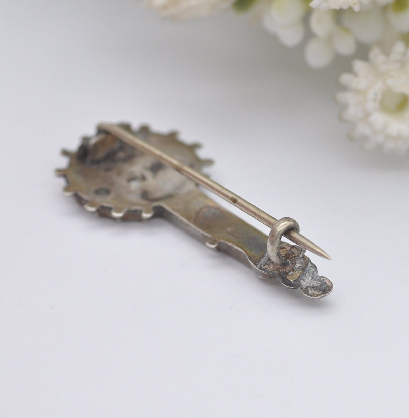 Antique Sterling Silver Banjo Brooch 1886 - Victorian Novelty Musical Instrument Jewellery