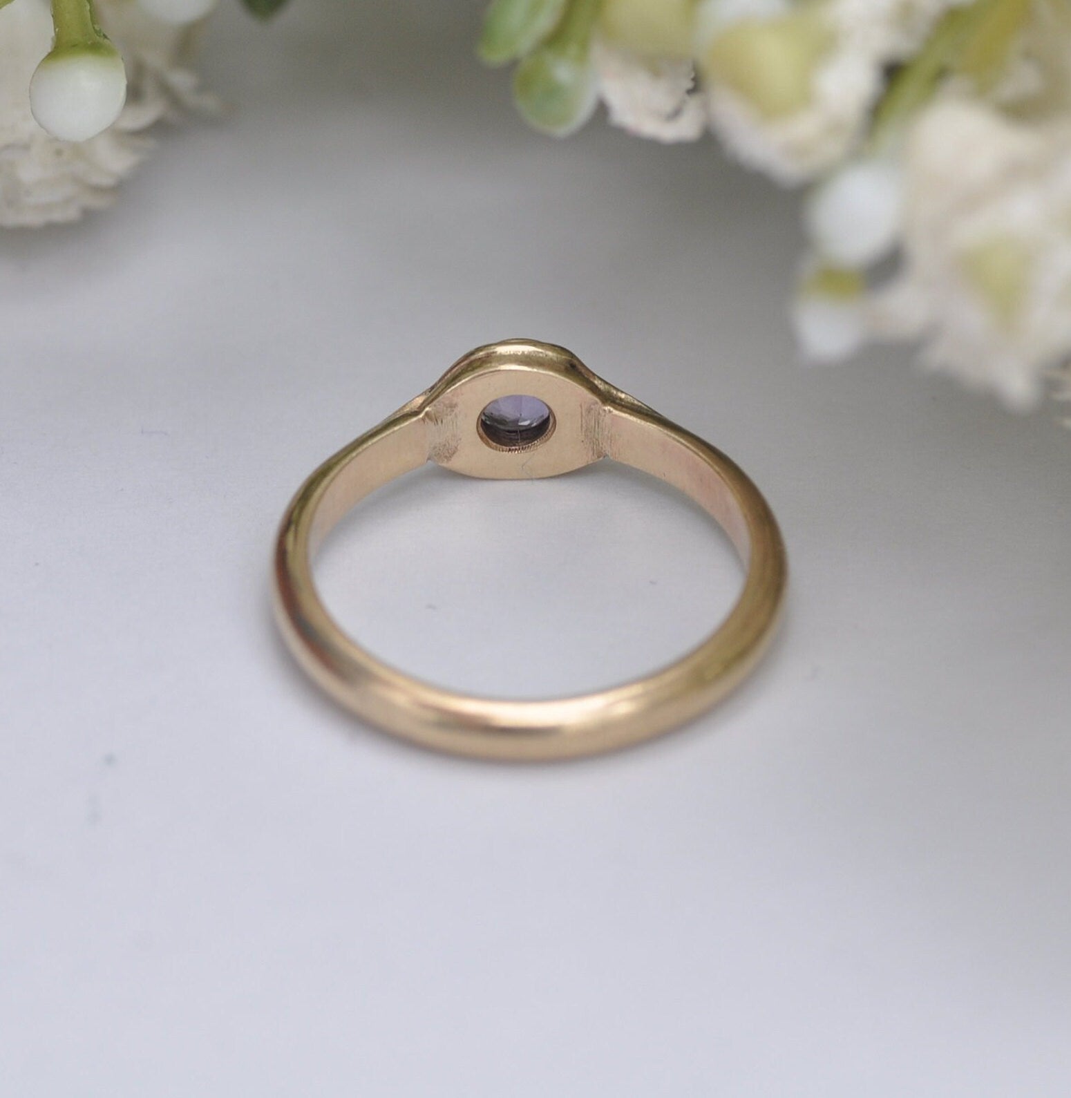 Vintage 9ct Gold Amethyst Solitaire Ring - Everyday Gold Band | UK Size - J 1/2 | US Size - 4 3/4