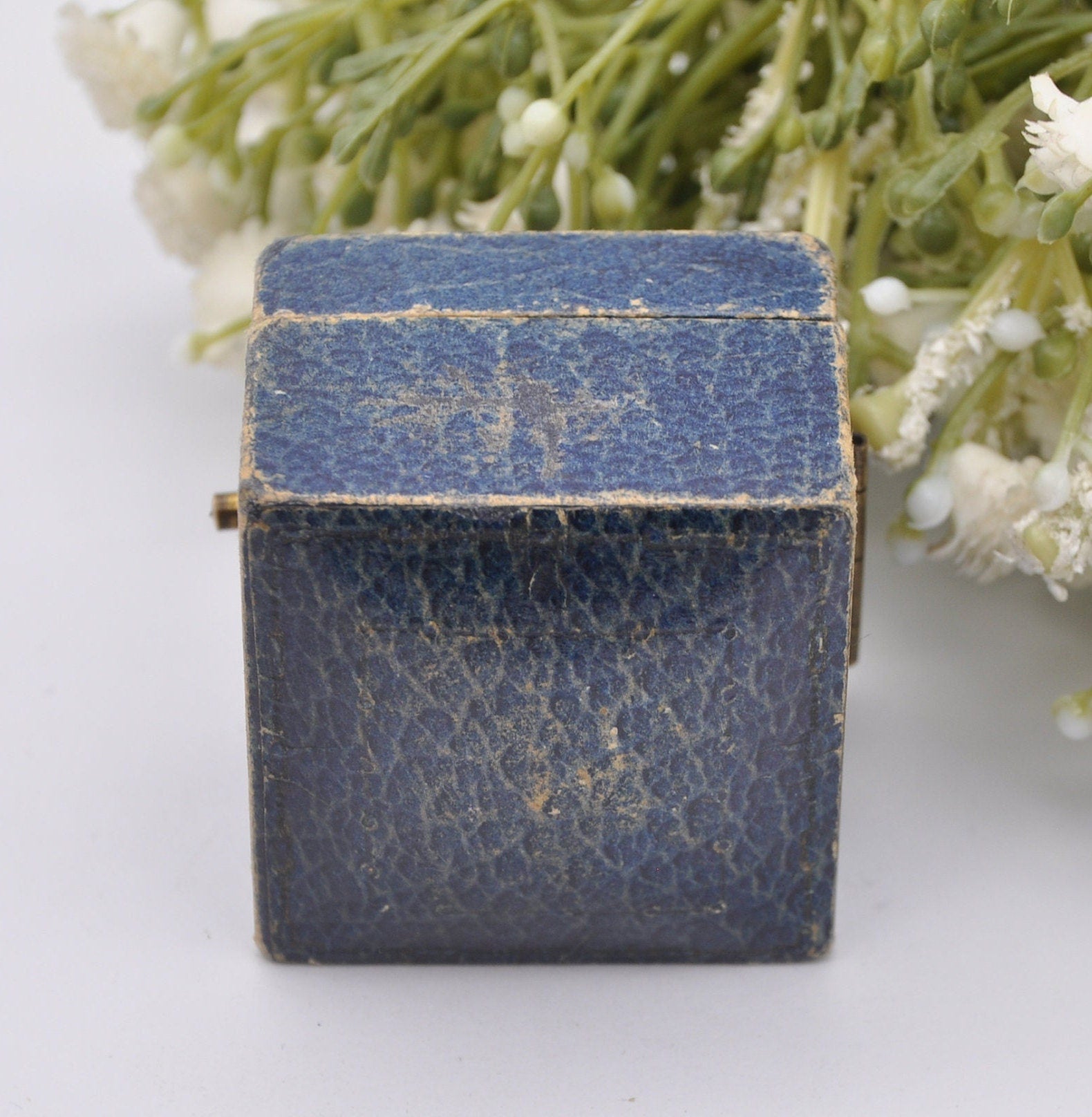Vintage Blue Leather Ring Box - Leeds Industrial Co-operative Society | Albion Street Jewellers