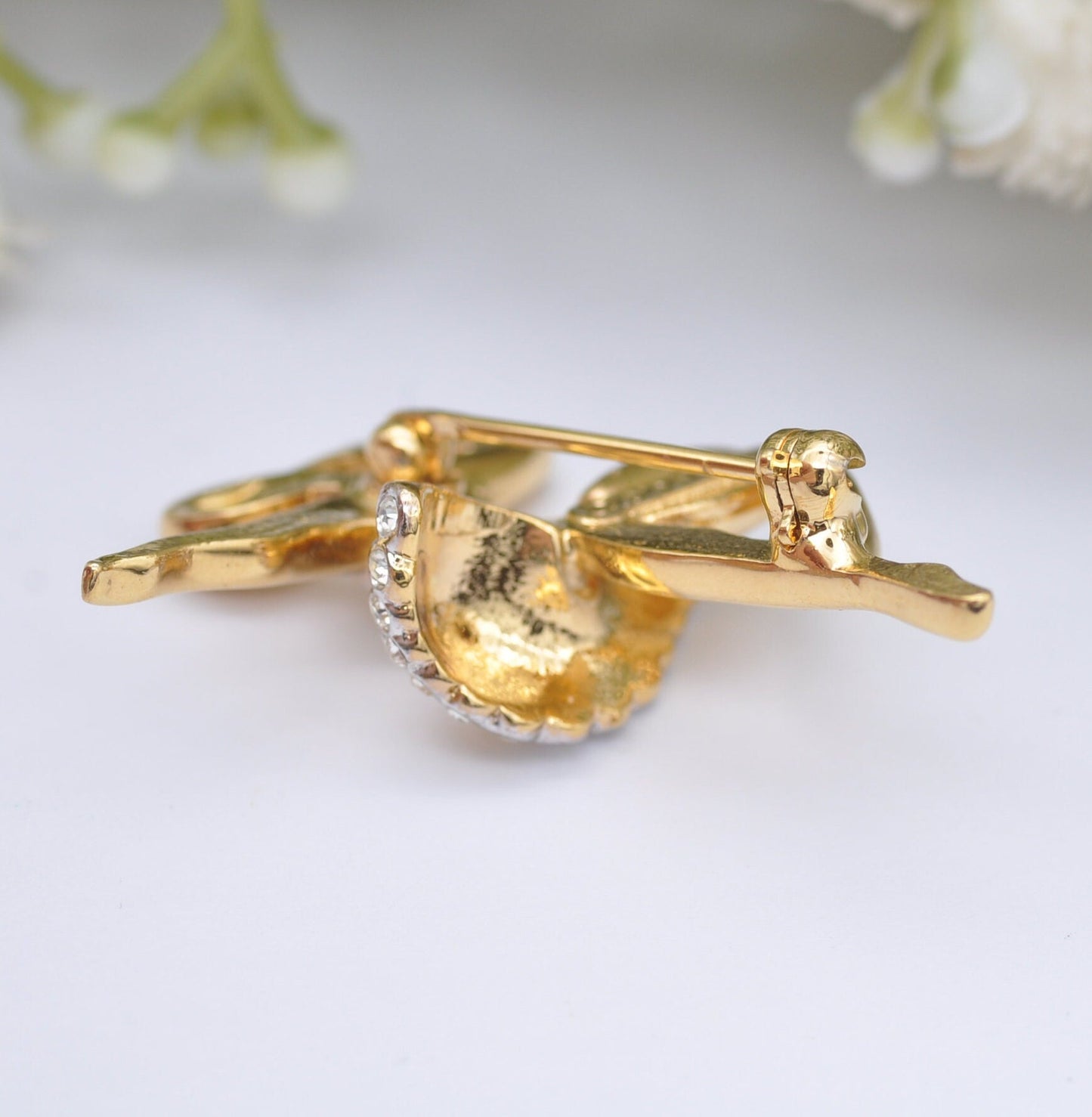 Vintage D'Orlan Ballerina Brooch - Rhinestone Gold Tone Dancer Pin