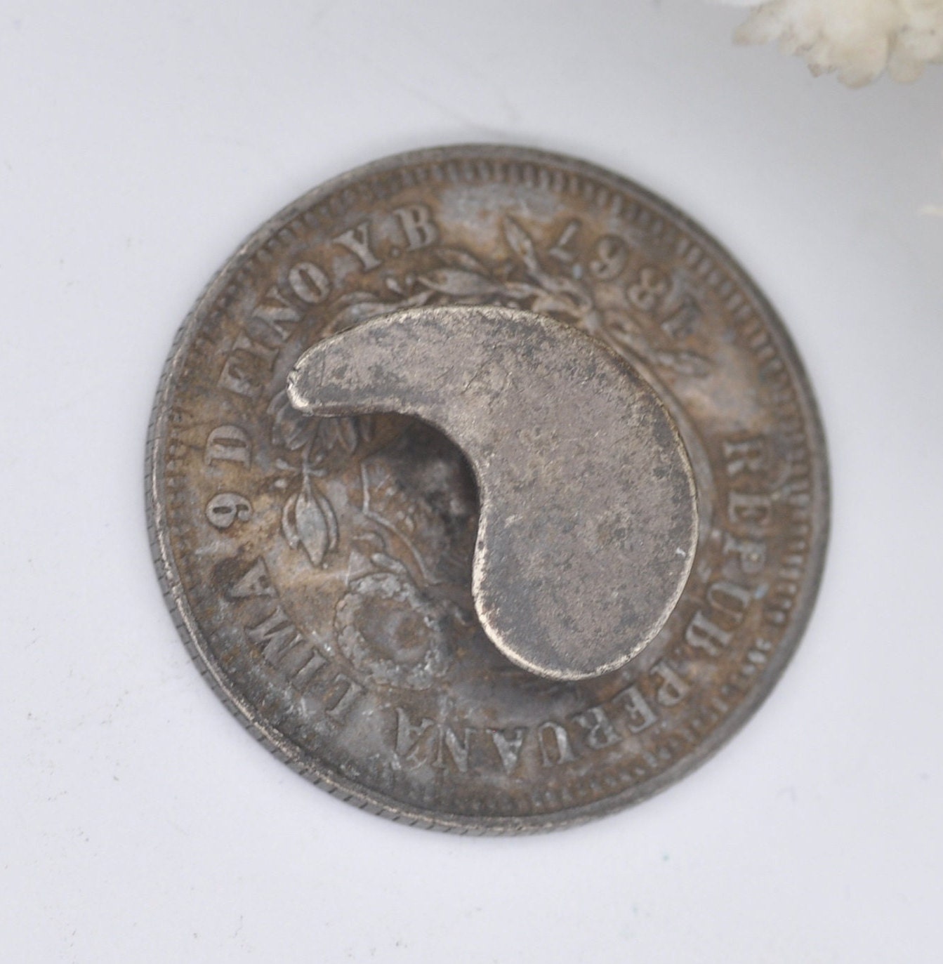 Antique Silver Coin Button Set - Peru 1/5 Sol 1867 and 1874 | Peruvian Silver Coin