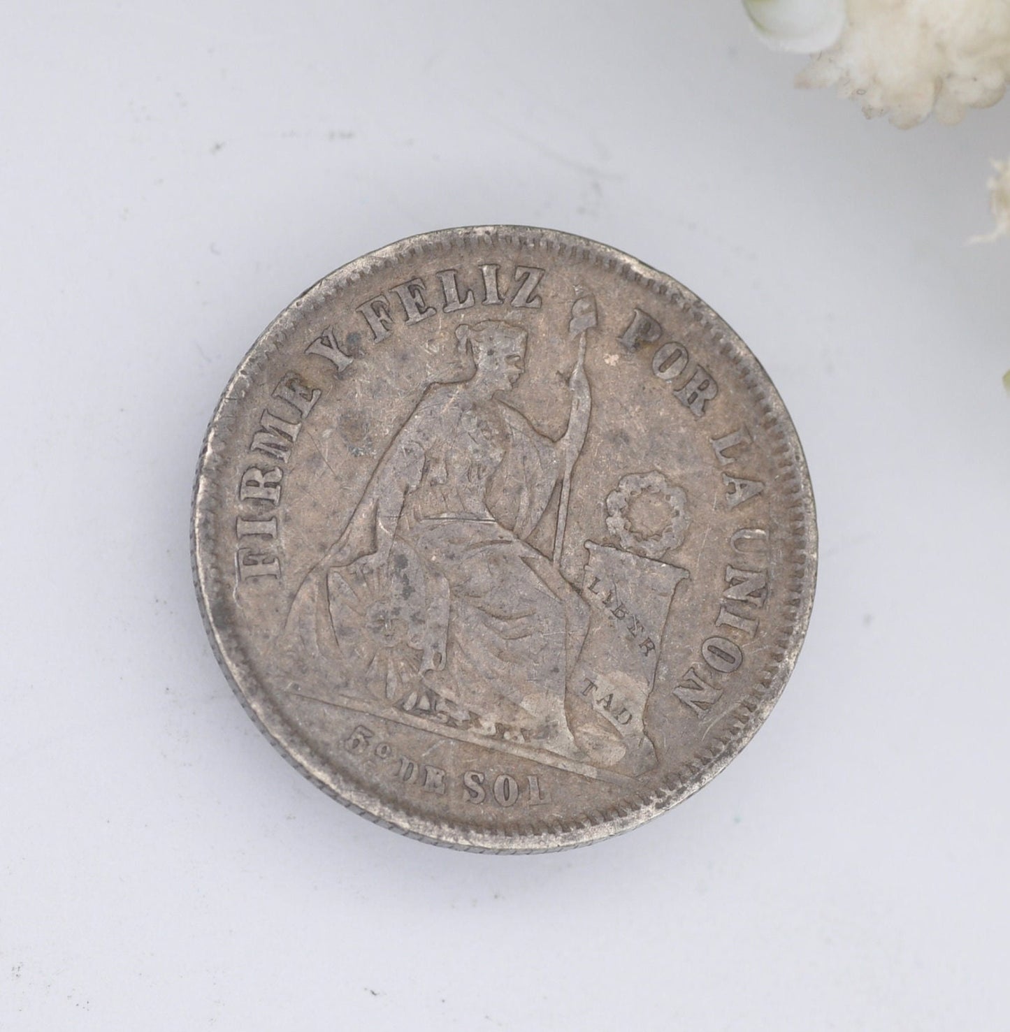 Antique Silver Coin Button Set - Peru 1/5 Sol 1867 and 1874 | Peruvian Silver Coin