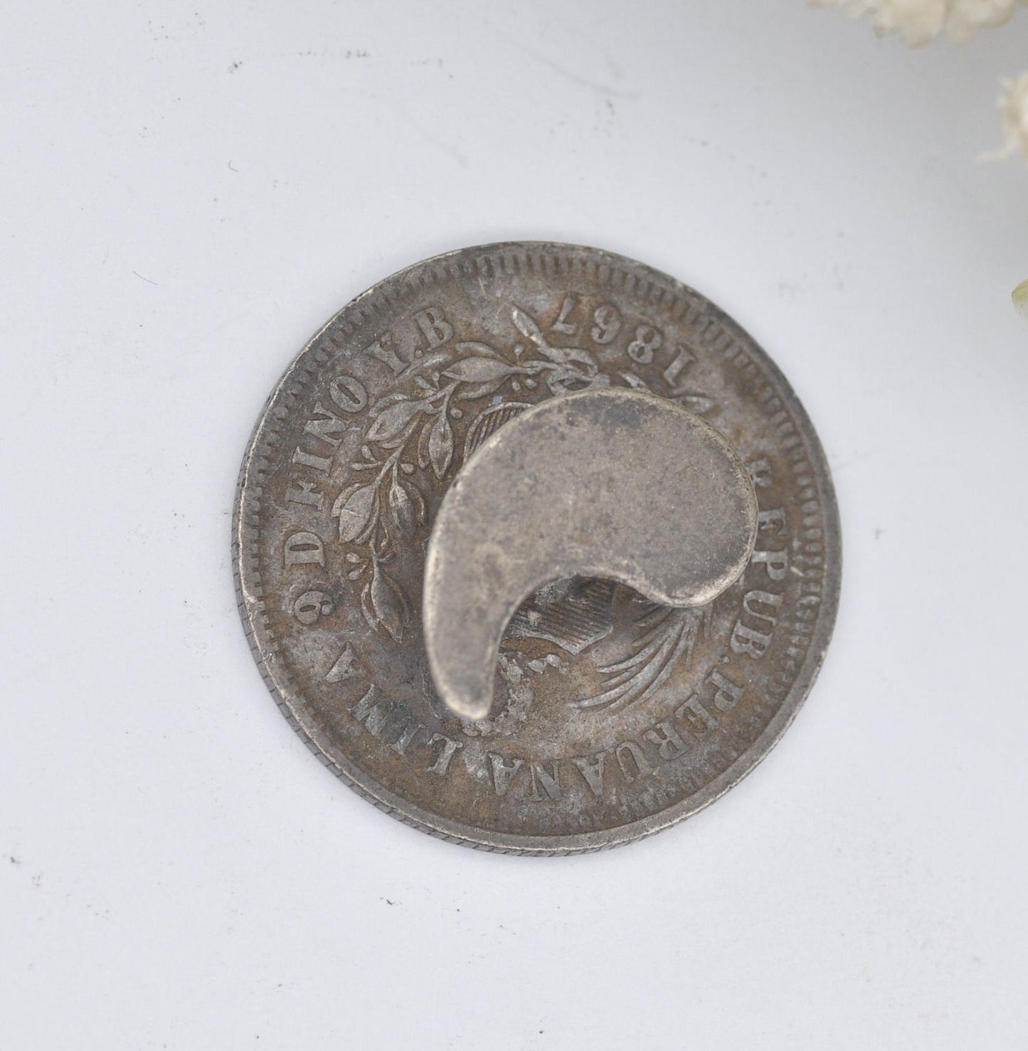 Antique Silver Coin Button Set - Peru 1/5 Sol 1867 and 1874 | Peruvian Silver Coin