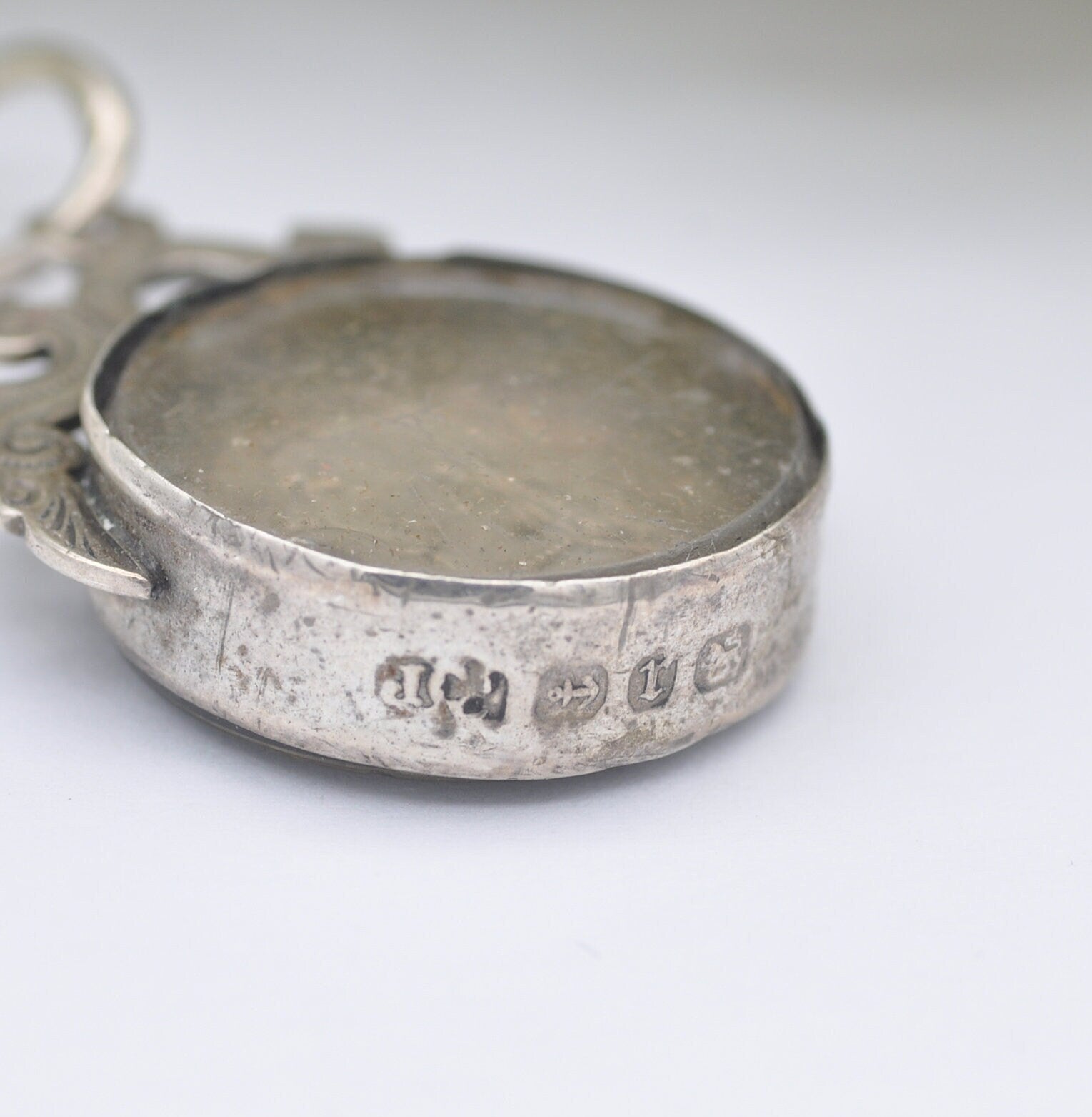 Antique Victorian Sterling Silver 1887 One Shilling Enamelled Coin in Sterling Silver Lucky Horseshoe Fob Mount 1891