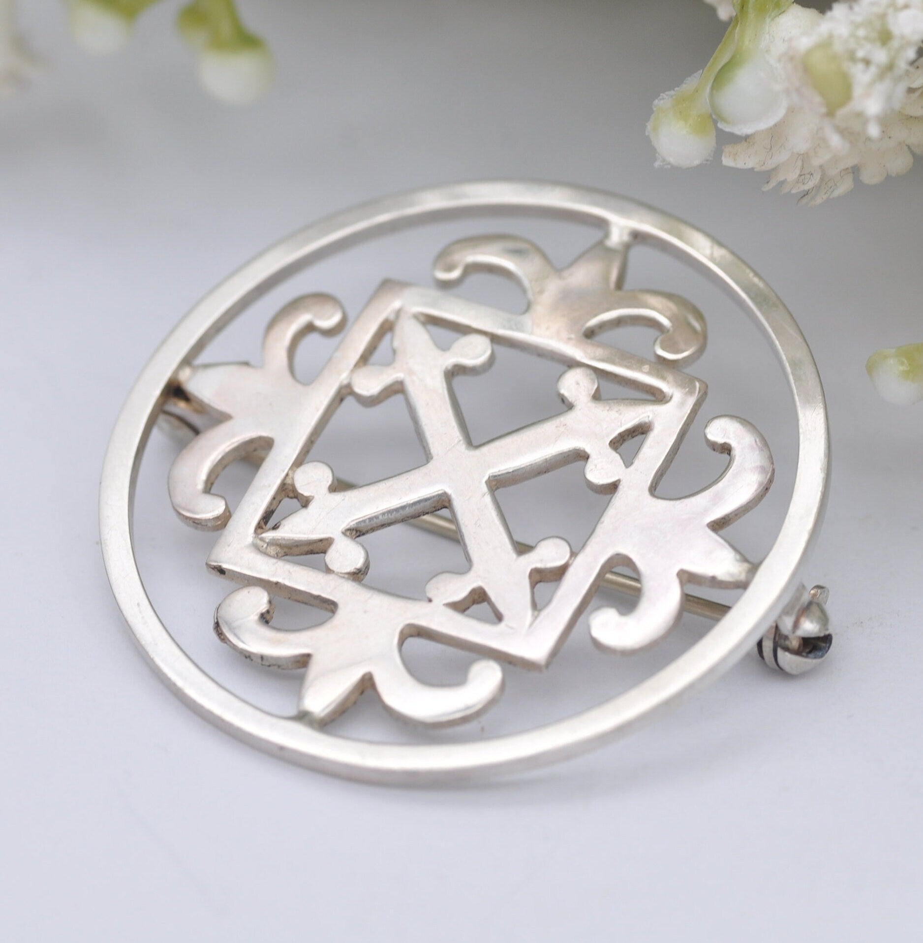 Vintage Ortak Scottish Sterling Silver Brooch by Malcolm Gray 1978 - Celtic Cross | Edinburgh Hallmarks