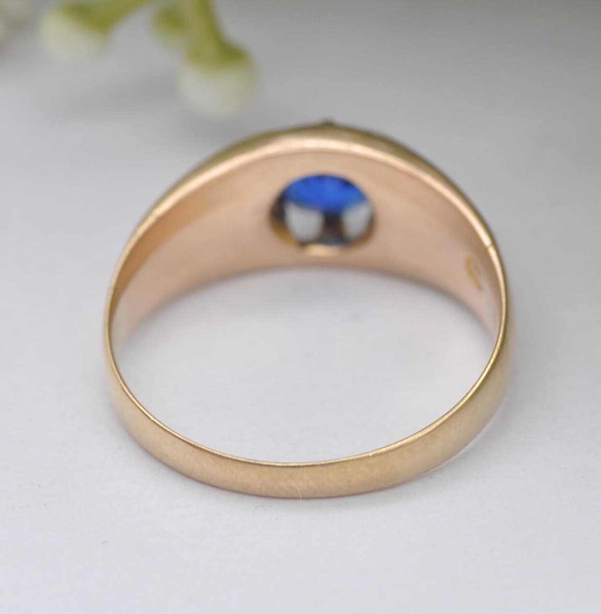 Antique Victorian 18ct Gold Blue Paste Ring 1868 - UK Size - O / US Size - 7 1/4