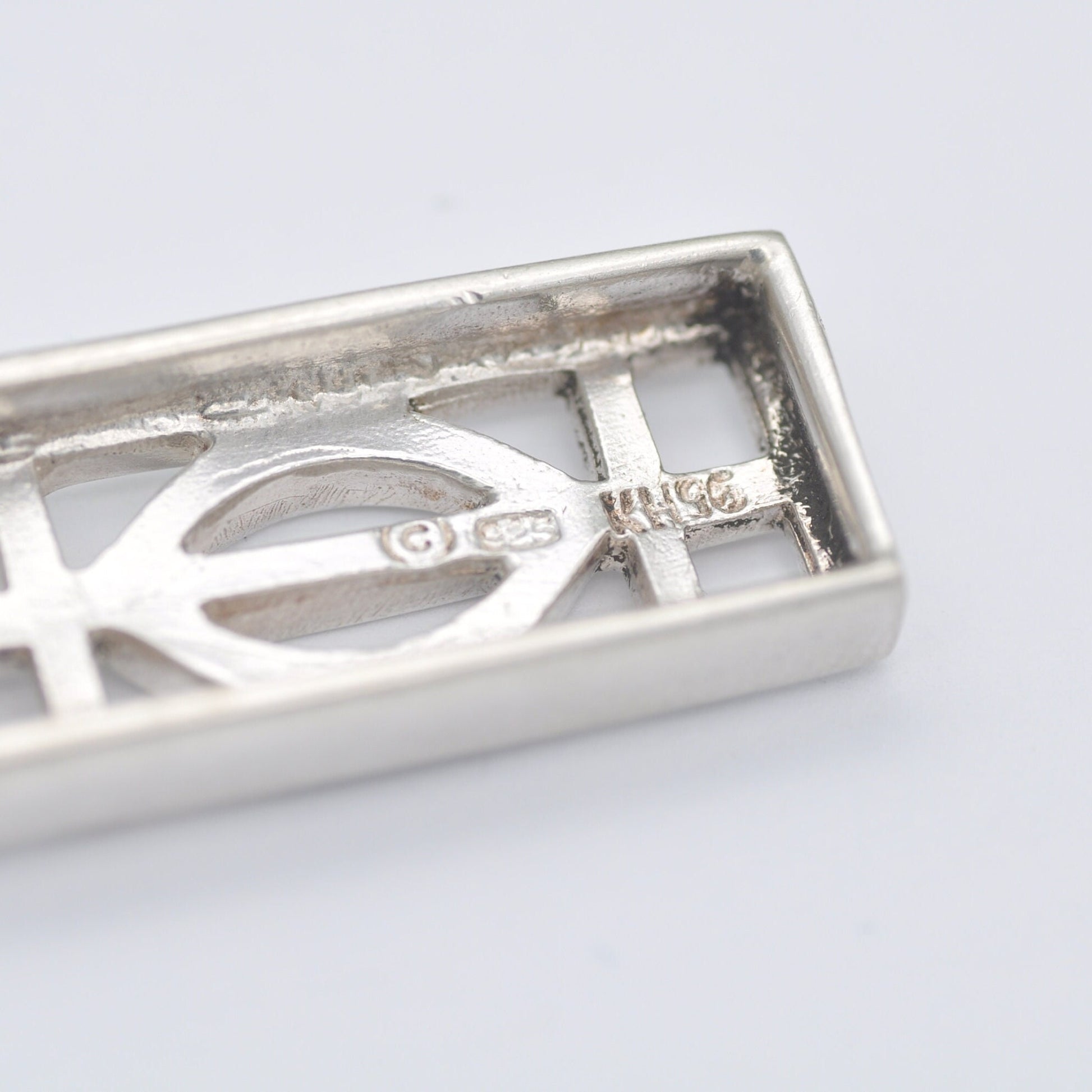 Vintage Kit Heath Sterling Silver Celtic Openwork Pendant 1990s - Rectangle Symbol