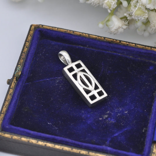 Vintage Kit Heath Sterling Silver Celtic Openwork Pendant 1990s - Rectangle Symbol