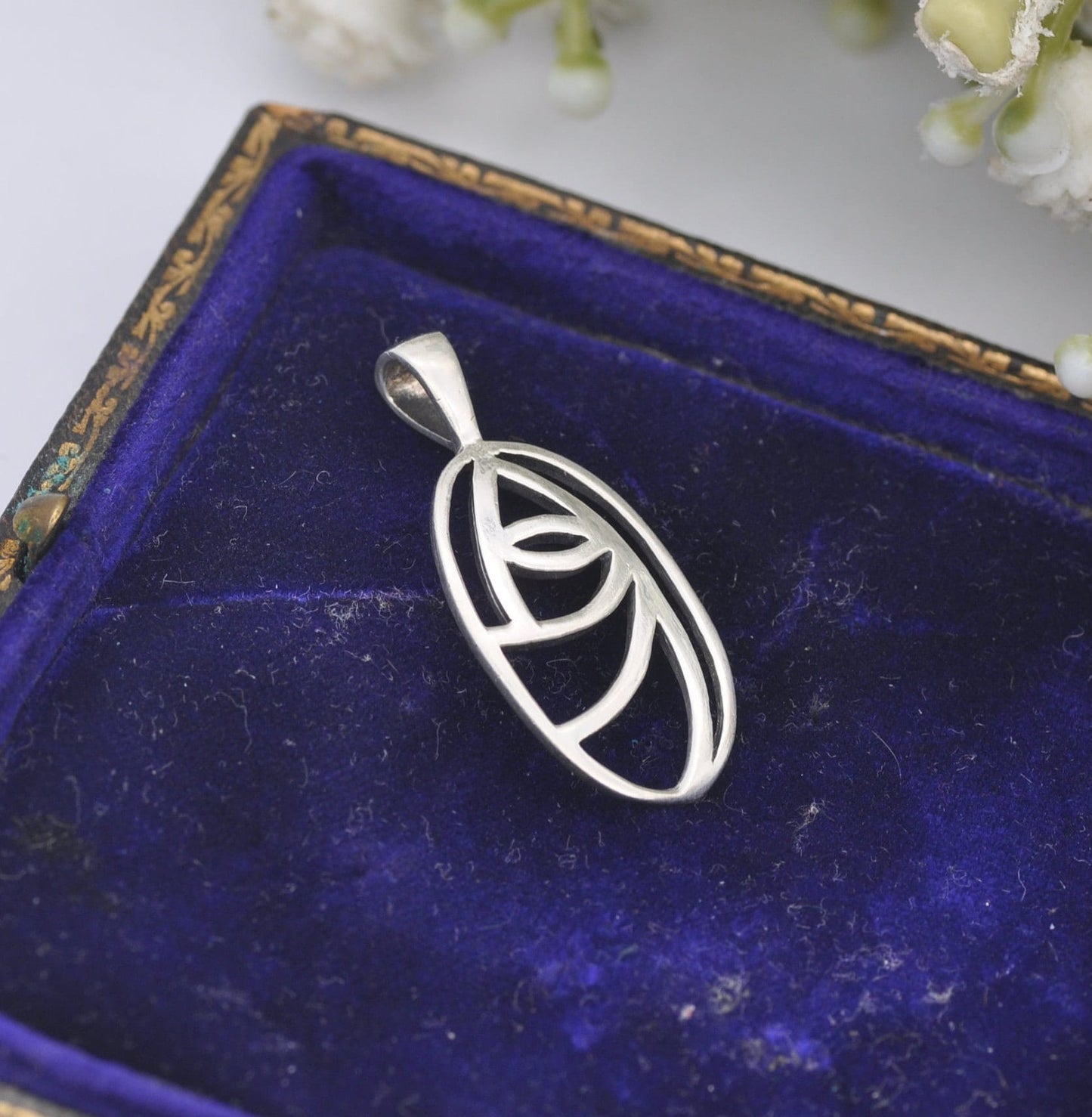 Vintage Sterling Silver Celtic Rose Flower Openwork Pendant - Charles Rennie Mackintosh Style