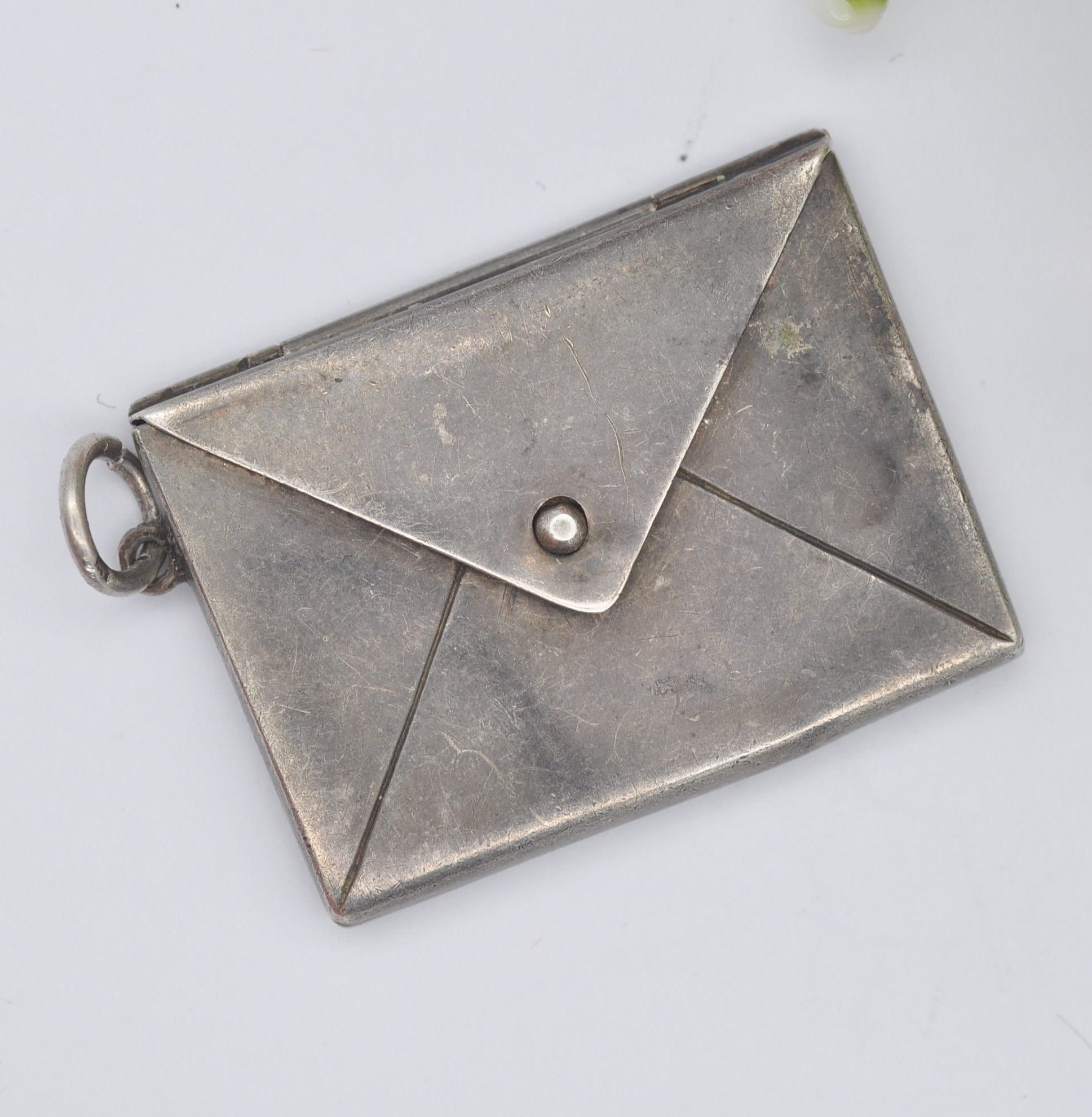 Antique Edwardian Sterling Silver Stamp Case Pendant by William Manton 1915 - Opening Envelope Shaped | Chester Hallmarks