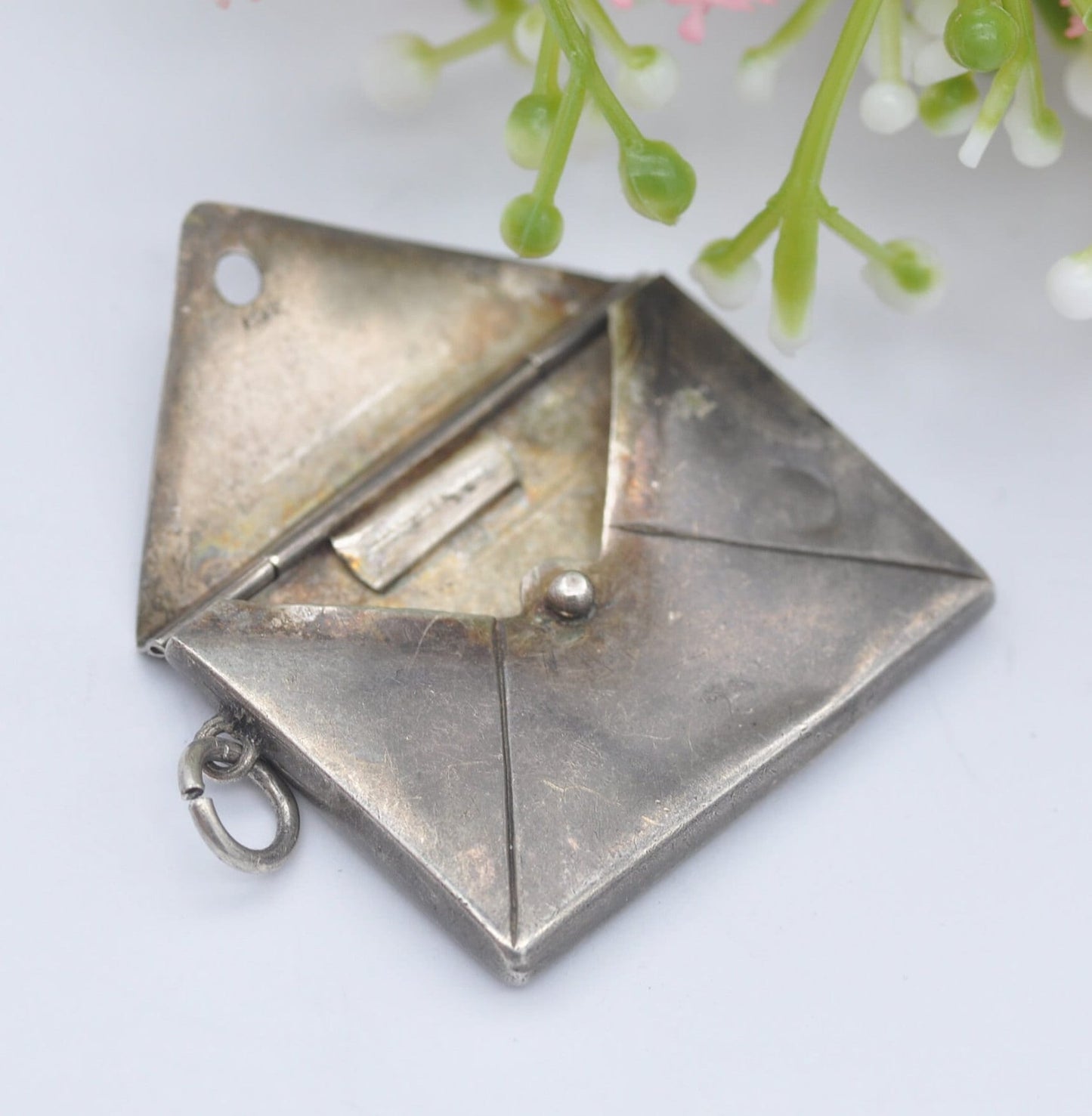 Antique Edwardian Sterling Silver Stamp Case Pendant by William Manton 1915 - Opening Envelope Shaped | Chester Hallmarks