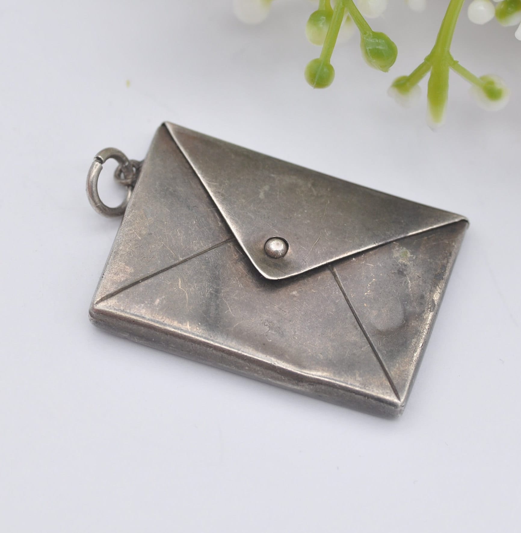 Antique Edwardian Sterling Silver Stamp Case Pendant by William Manton 1915 - Opening Envelope Shaped | Chester Hallmarks