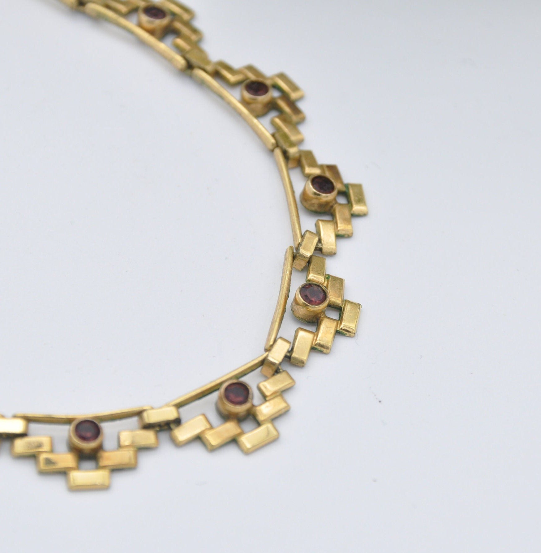 Vintage Kordes and Lichtenfels Rolled Gold Choker Necklace with Purple Paste - K&L Mid-Century | Brickwork Brick Link
