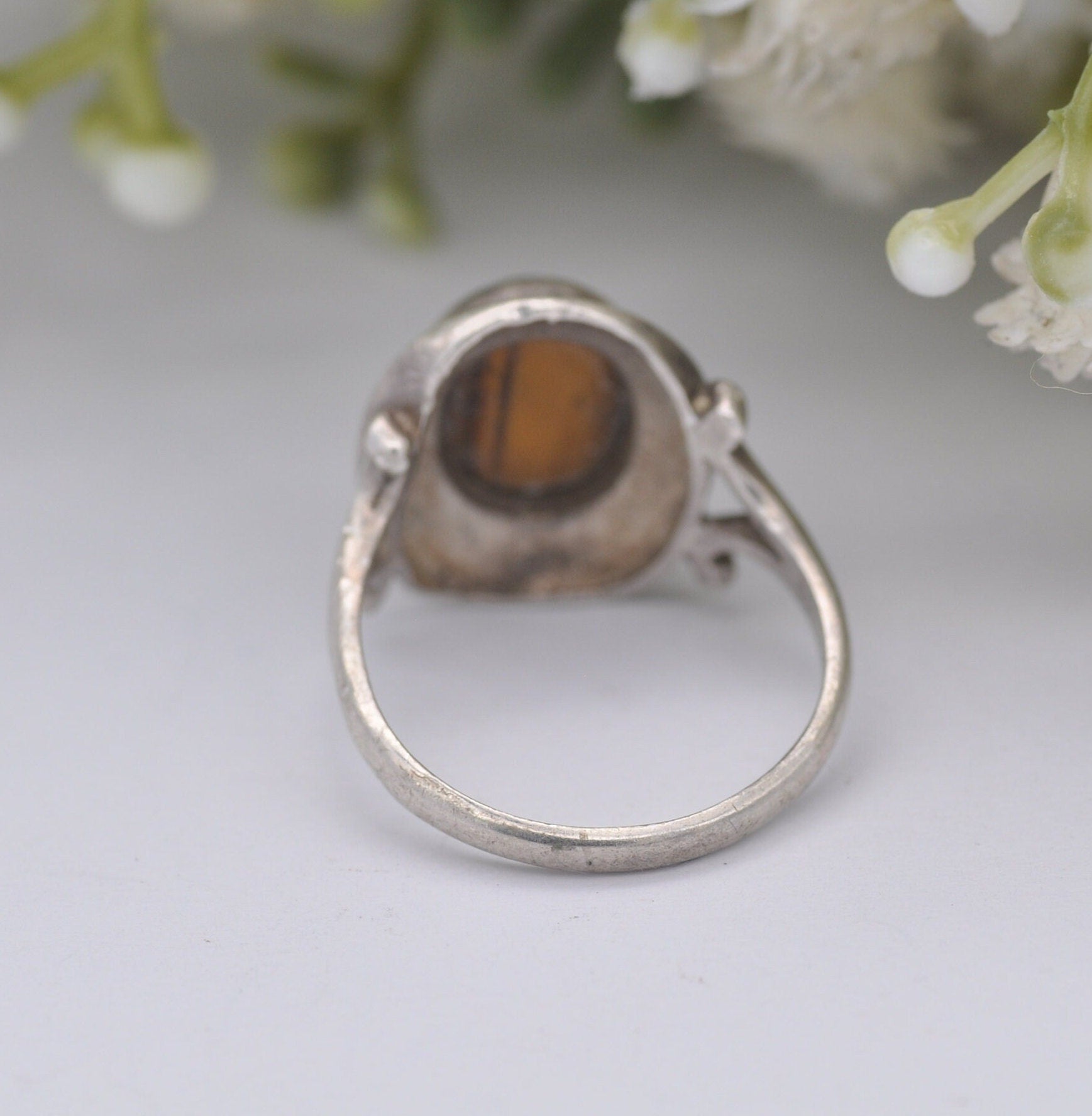 Vintage Sterling Silver Tiger's Eye Ring 1975 - Mid-Century Maker | UK Size - O | US Size - 7 1/4