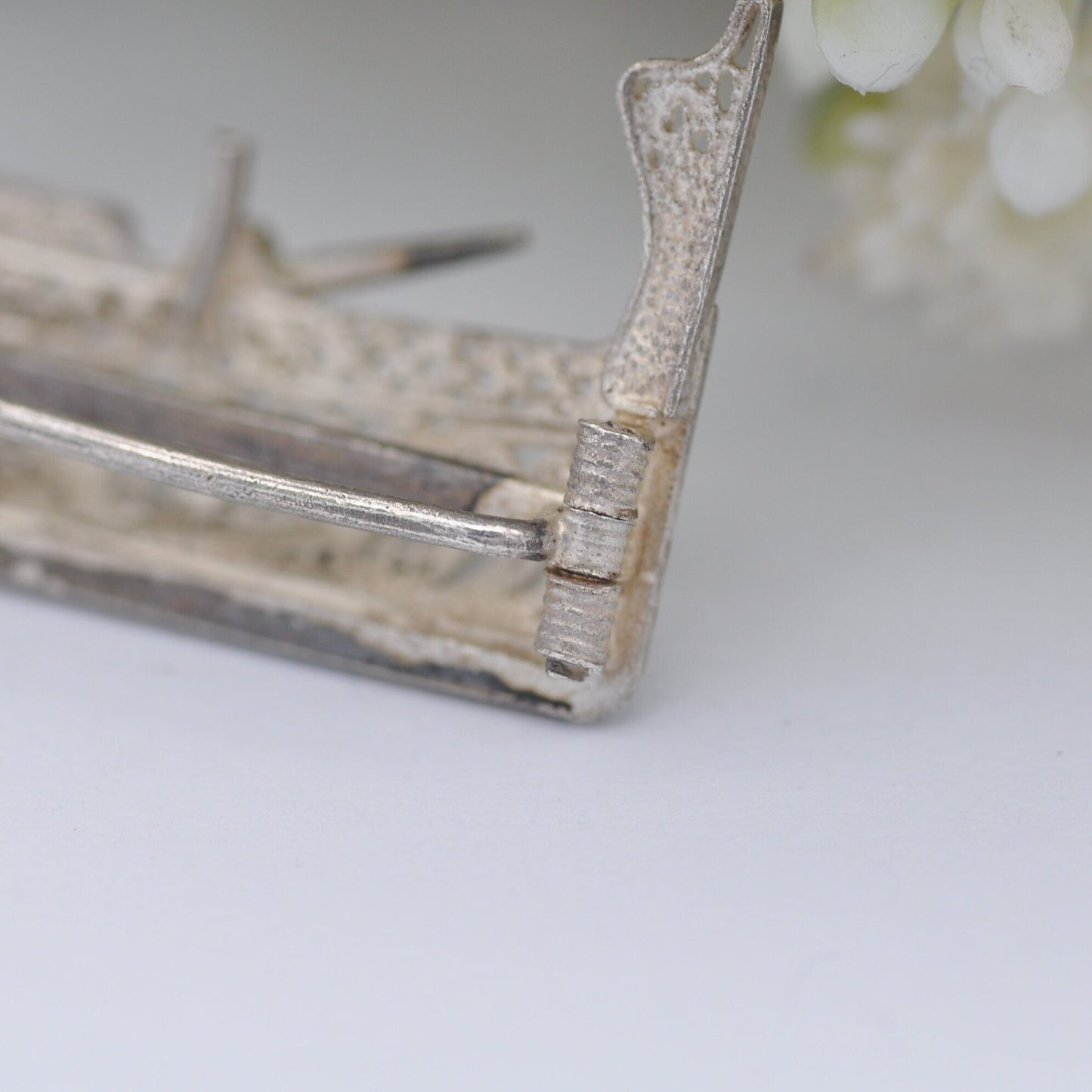 Vintage Sterling Silver Filigree Gondola Brooch - Figural Boat Brooch