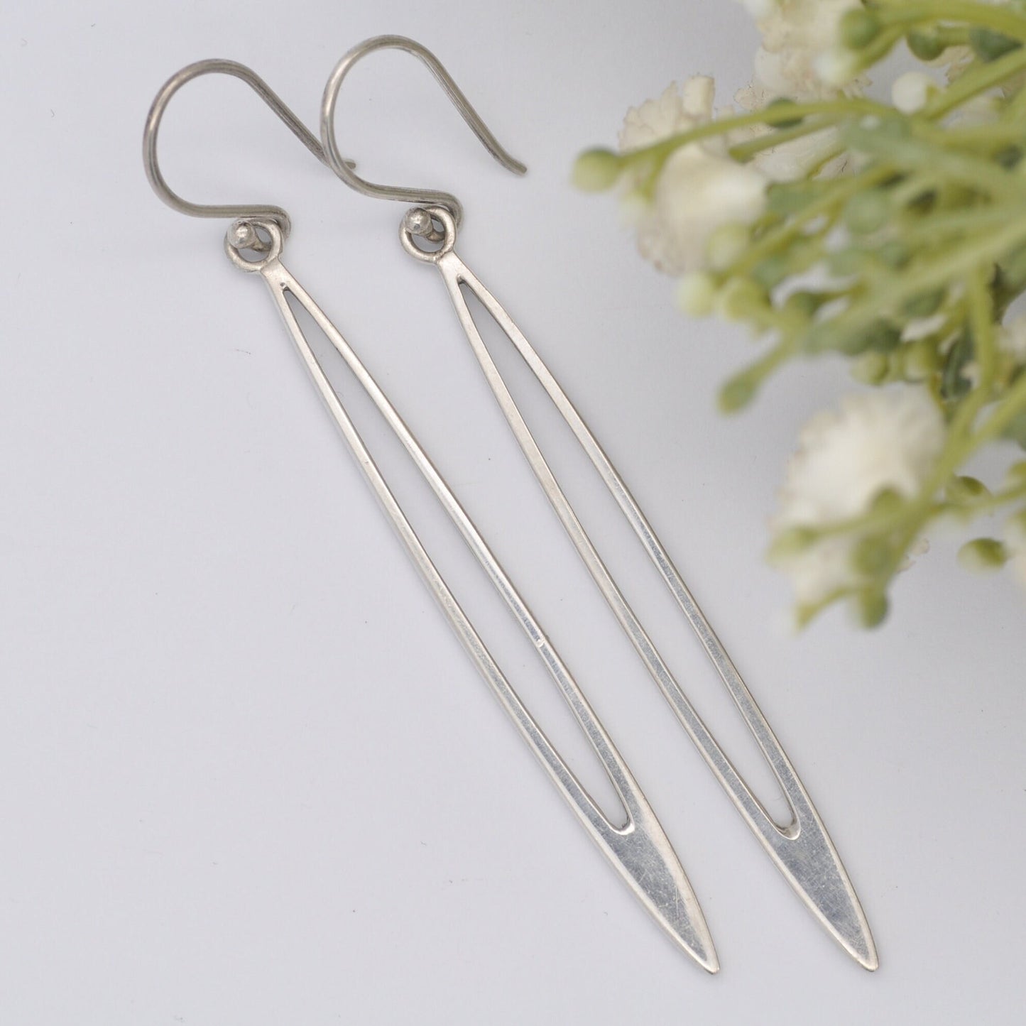 Vintage Sterling Silver Minimalist Drop Earrings - Chunky Statement Silver | Made in India