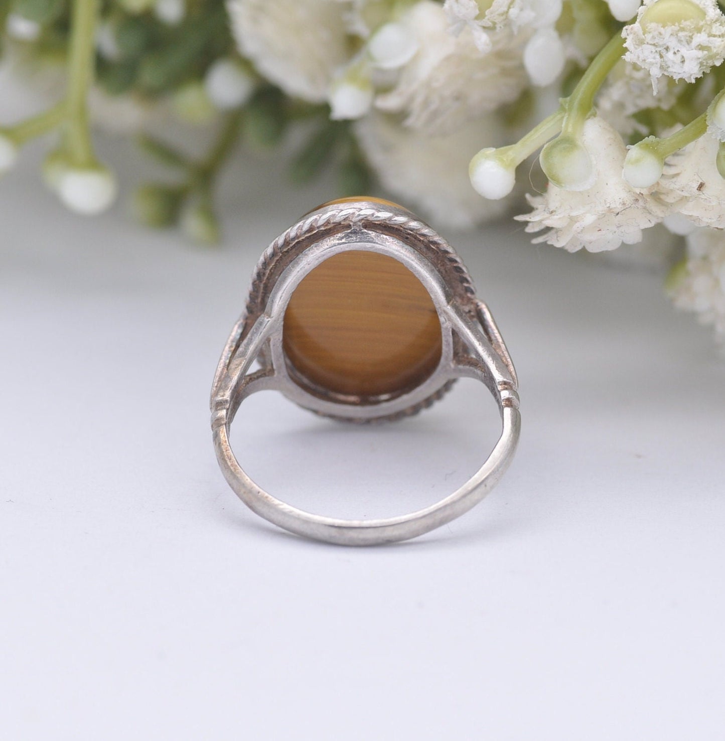 Vintage Sterling Silver Tiger's Eye Ring 1978 - Paul Edward Bunn | Large Cabochon | UK Size - P 1/2 | US Size - 8