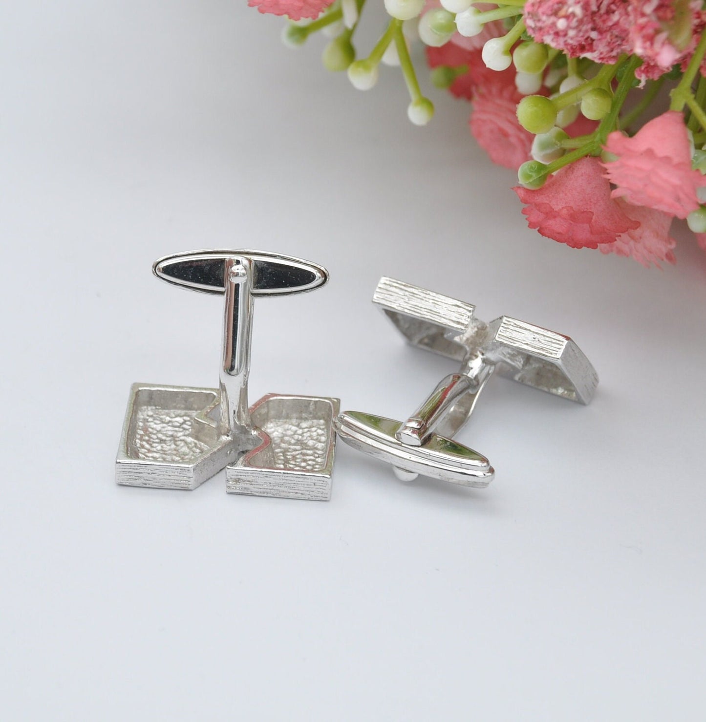 Sterling Silver Abstract Cufflinks - Chunky Mid-Century Style Jewellery