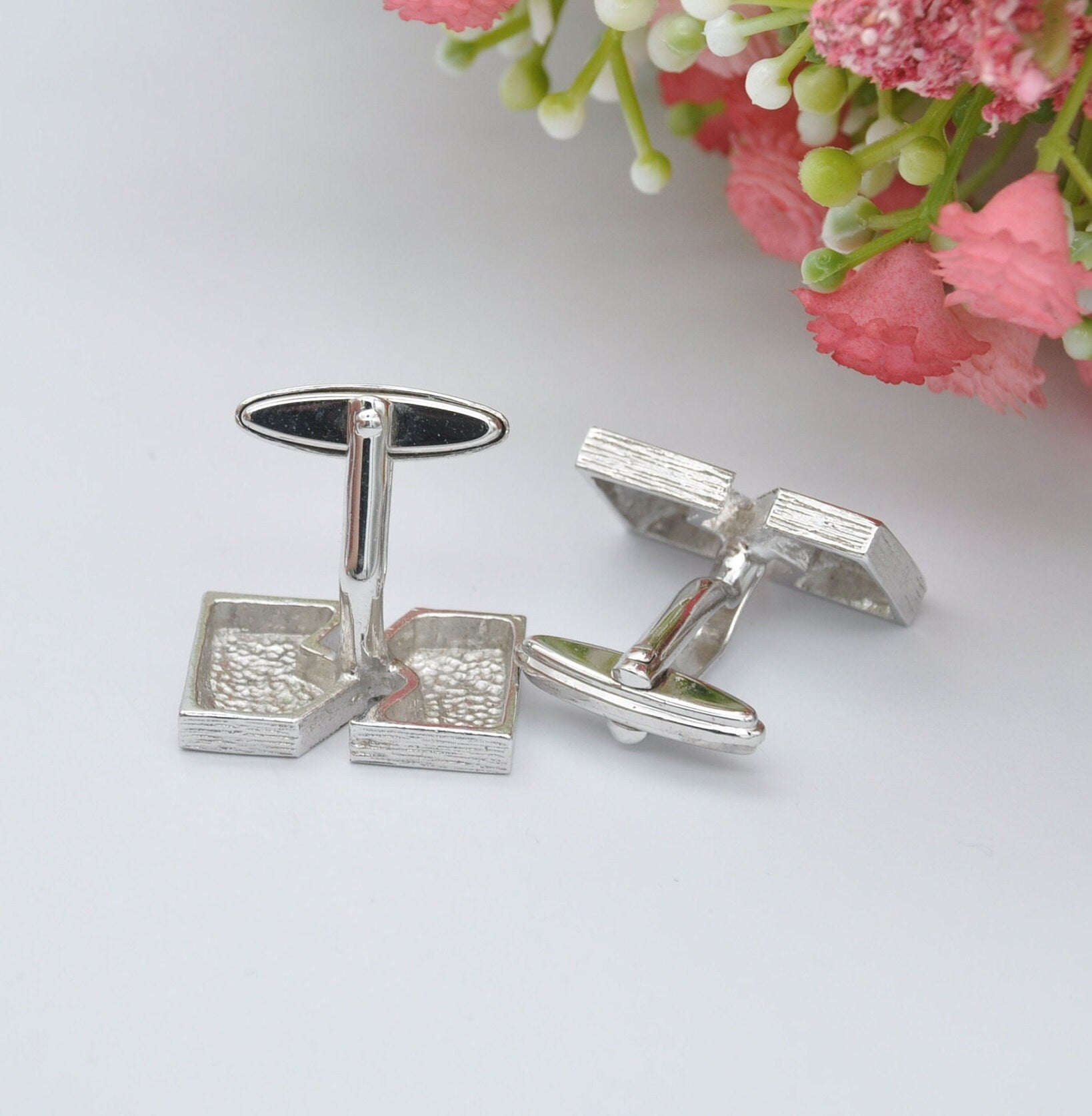 Sterling Silver Abstract Cufflinks - Chunky Mid-Century Style Jewellery