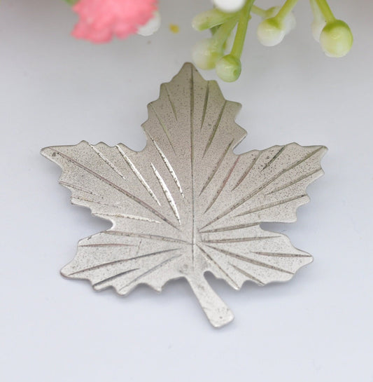 Vintage Bond Boyd Sterling Silver Maple Leaf Brooch - Textured Leaf Design