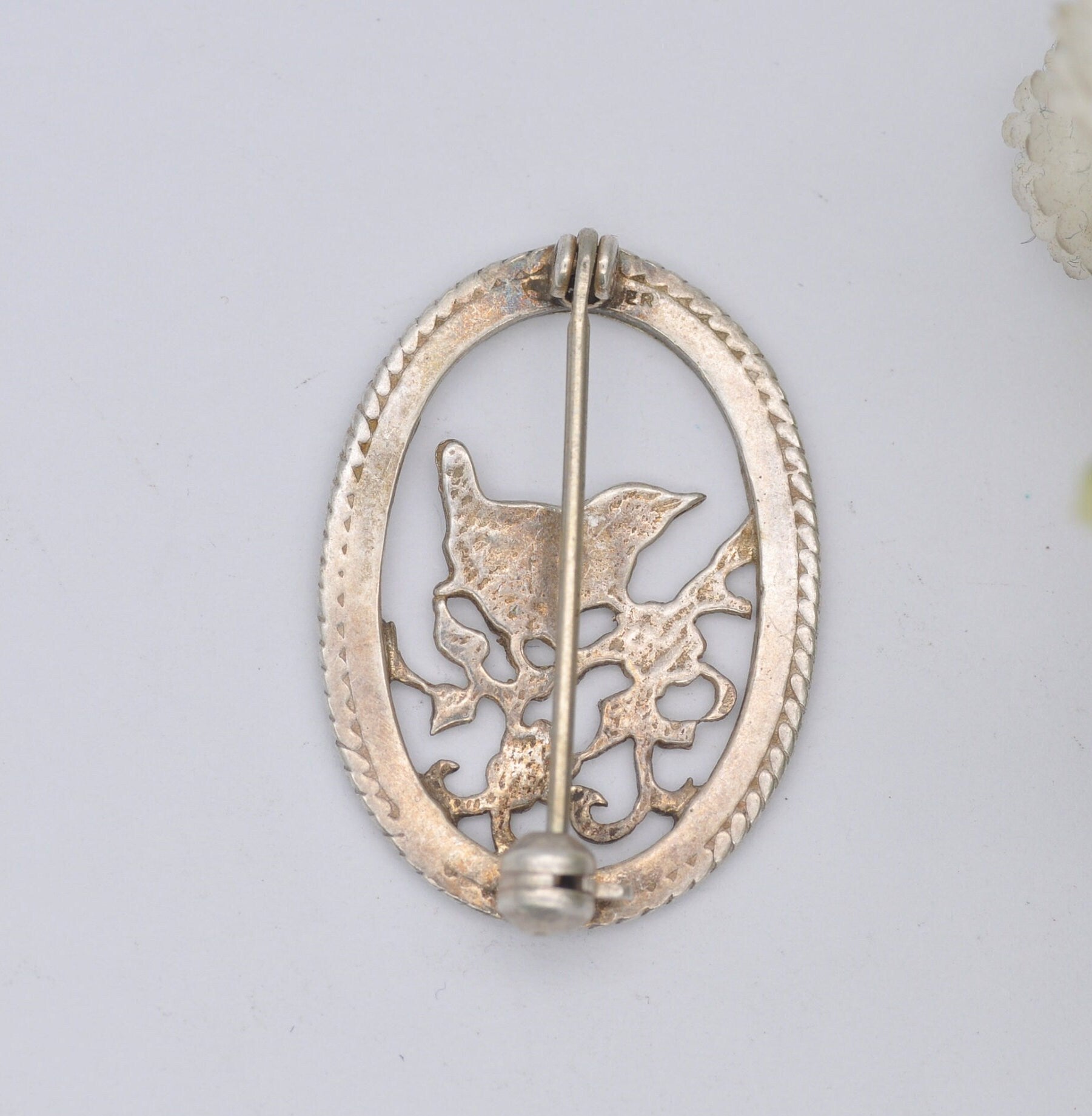 Vintage Silver Robin on a Branch Brooch - Openwork Bird Brooch | Victorian Style