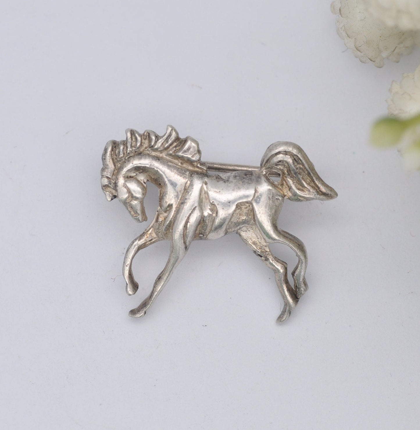 Vintage Sterling Silver Horse Brooch - Novelty Animal Jewellery | Realistic Horse Pin