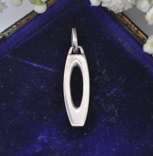 Vintage Kit Heath Sterling Silver Pendant - Squared Oval