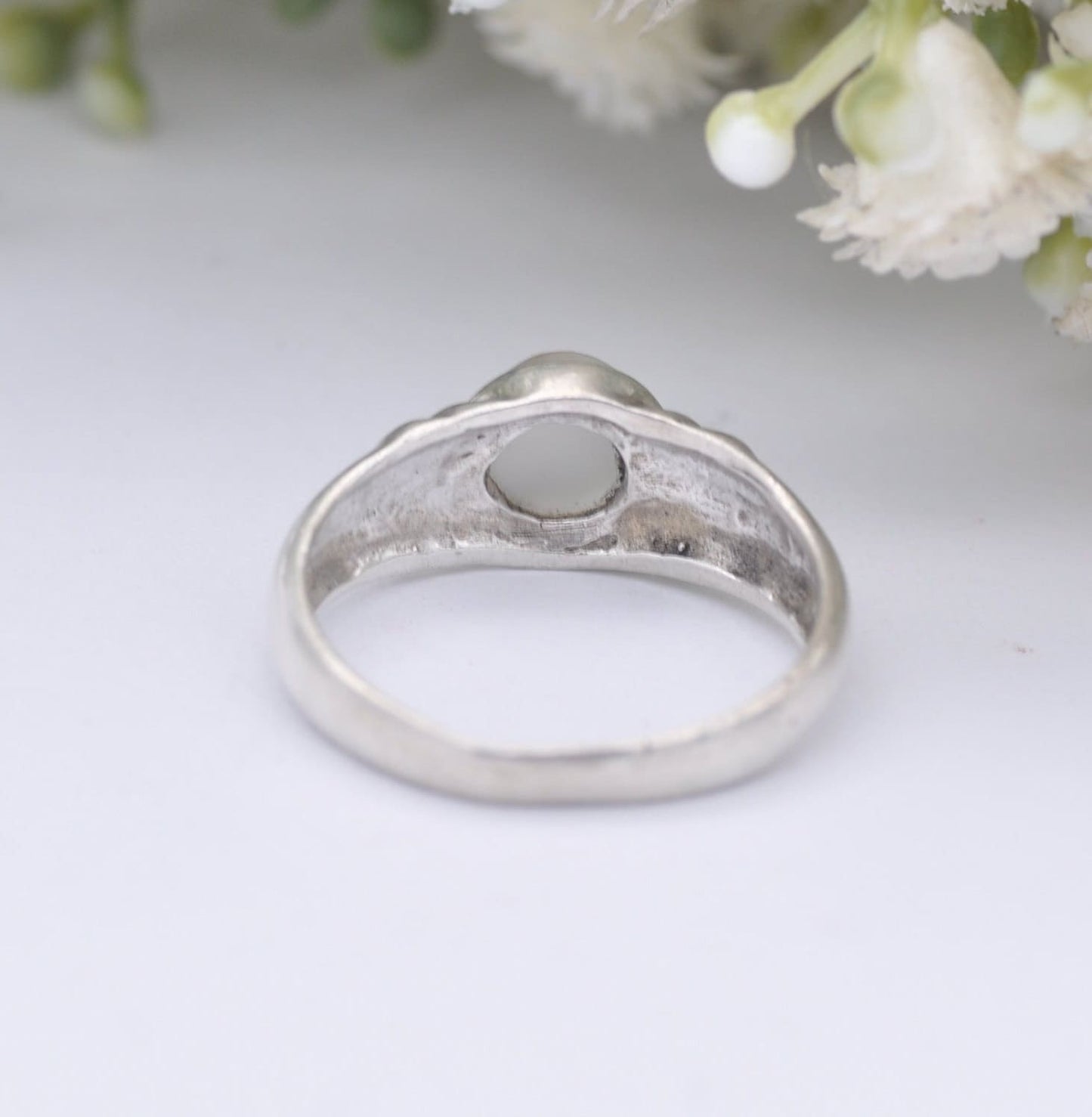 Vintage Sterling Silver Moonstone Ring - Modernist Ring | UK Size - O 1/2 | US Size - 7 1/2