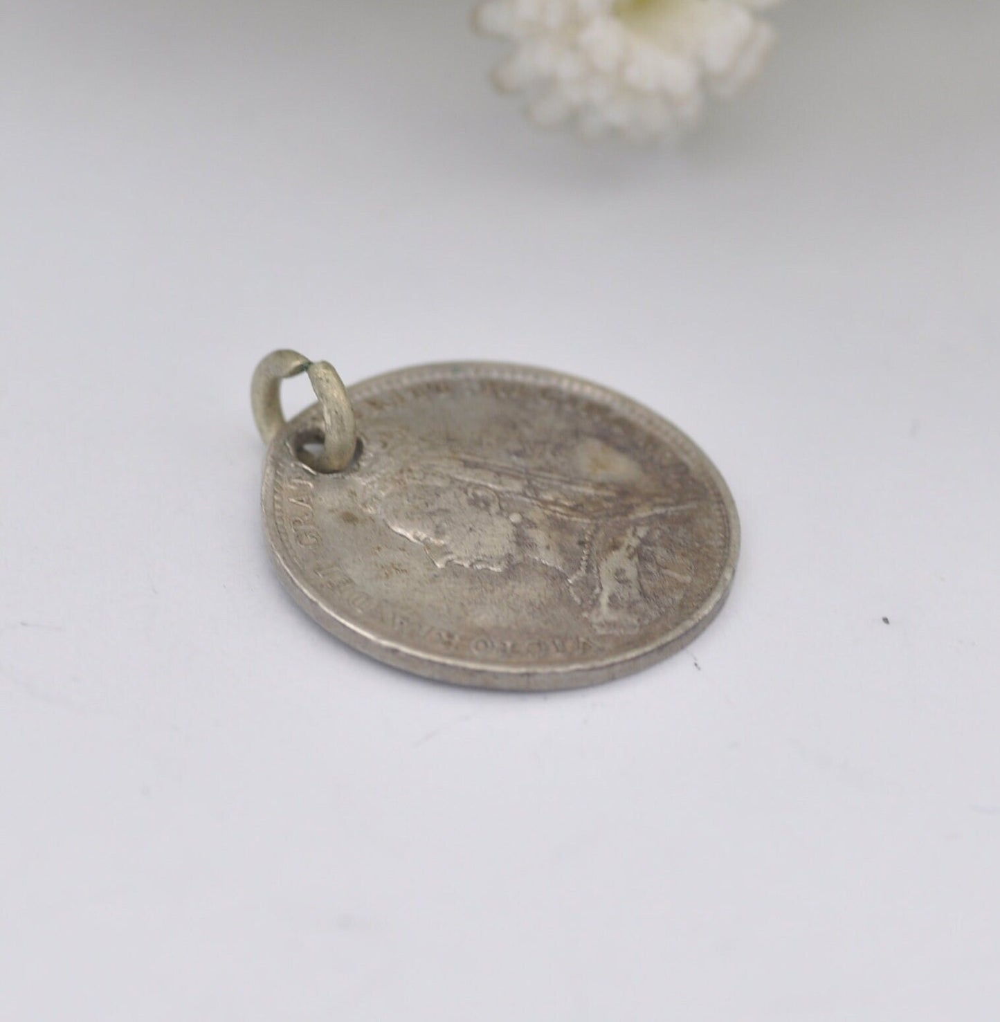 Antique Victorian Silver Three Pence 1889 Coin Charm Pendant - Victorian Silver Coin Jewellery