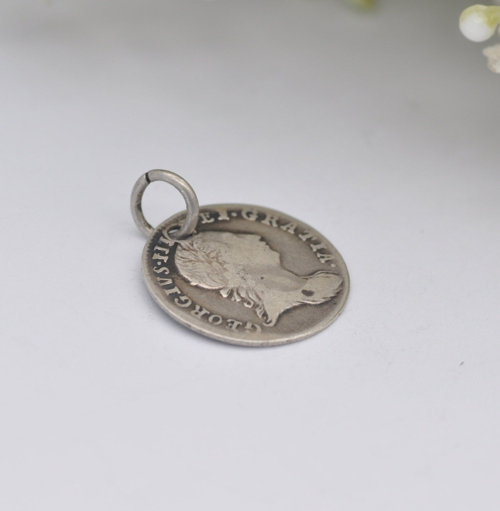 Antique Sterling Silver 1762 George III Threepence Coin Pendant - Silver Coin Jewellery