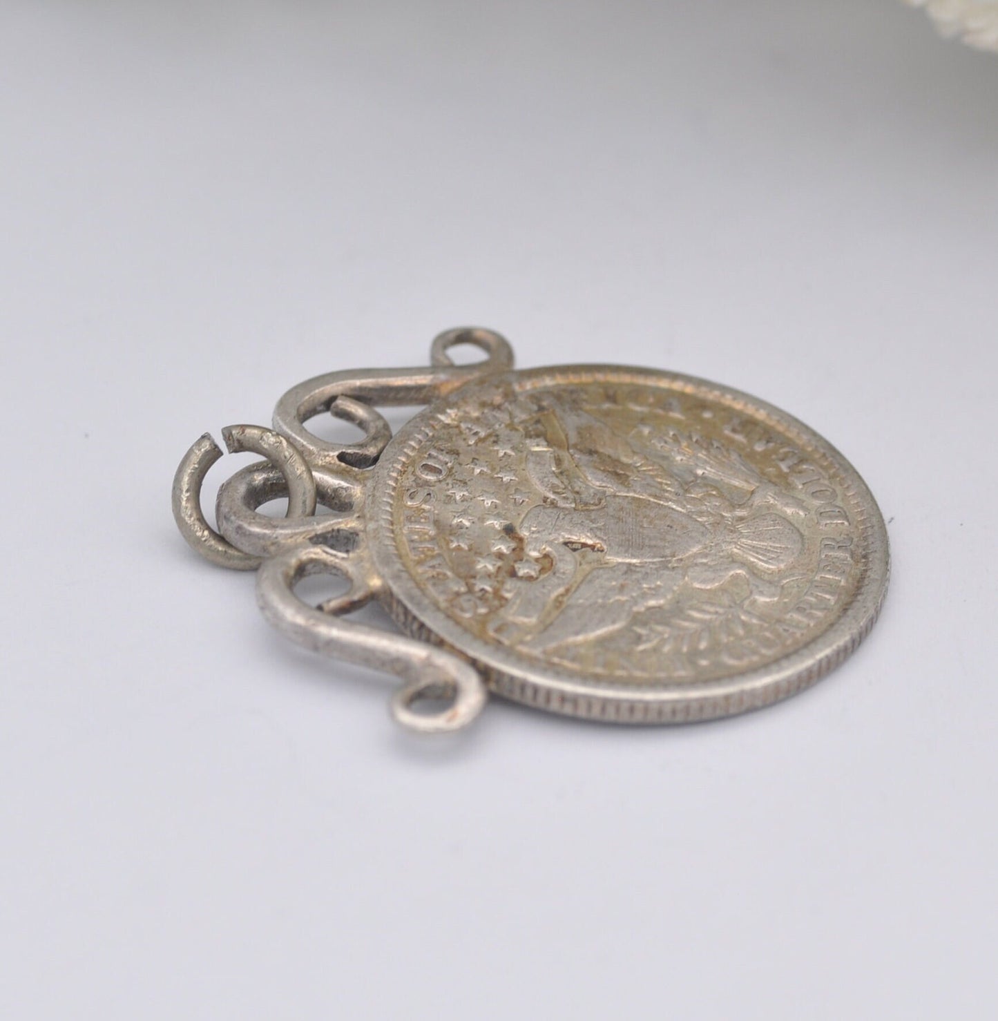 Antique US Quarter Dollar 1898 Pendant - United States of America Silver Coin Jewellery