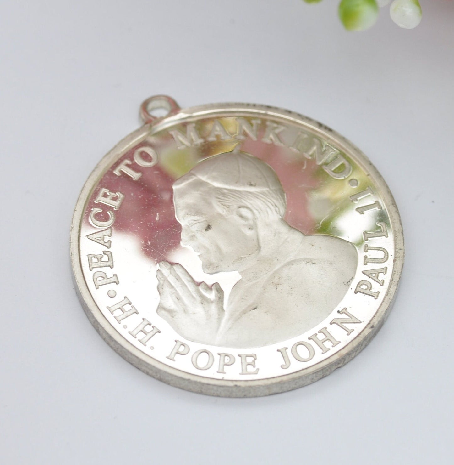 Vintage Sterling Silver Pope John Paul II Birmingham Mint Medal 1982 - Pendant to Commemorate the Papal Visit to Great Britain