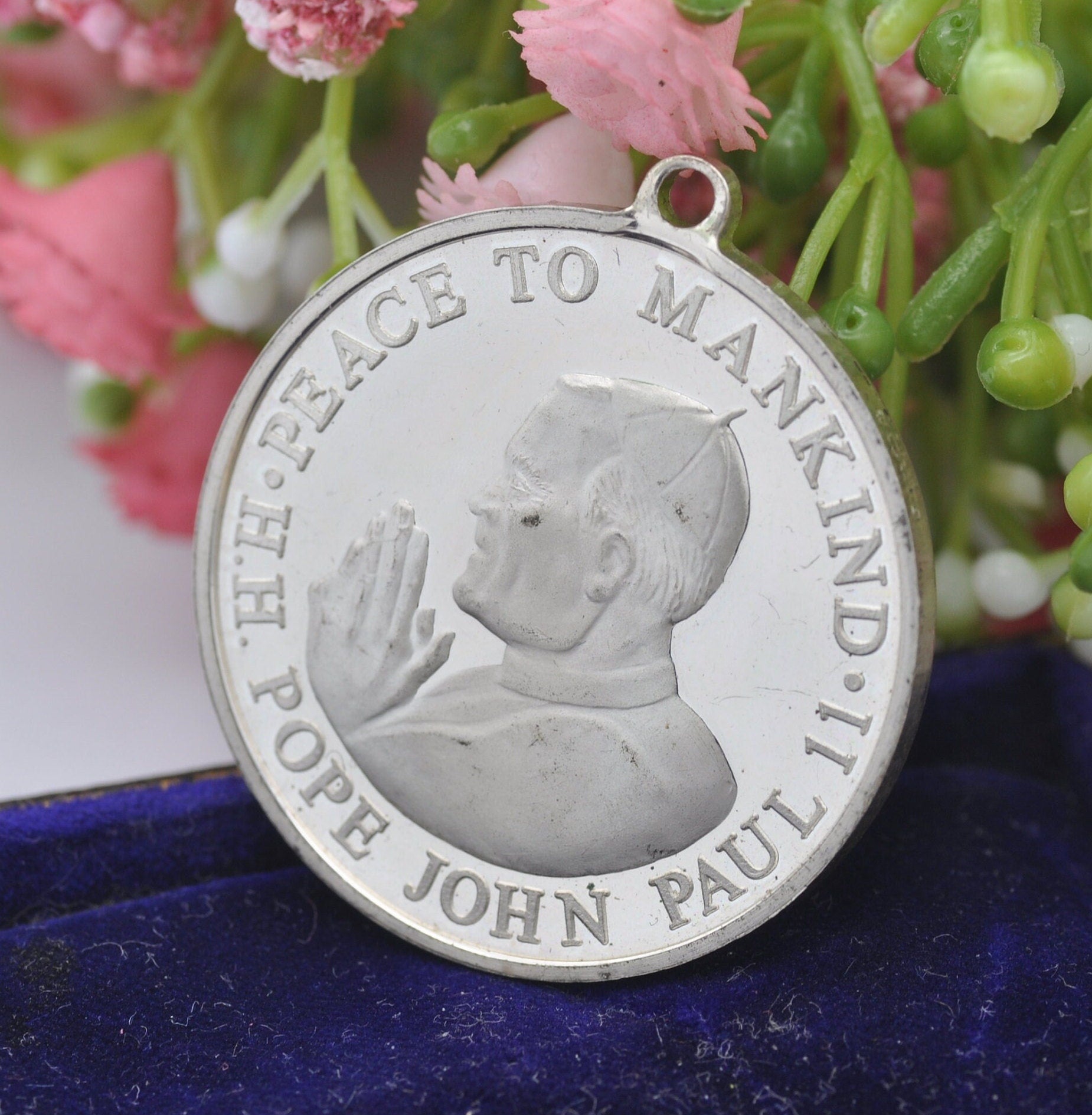 Vintage Sterling Silver Pope John Paul II Birmingham Mint Medal 1982 - Pendant to Commemorate the Papal Visit to Great Britain