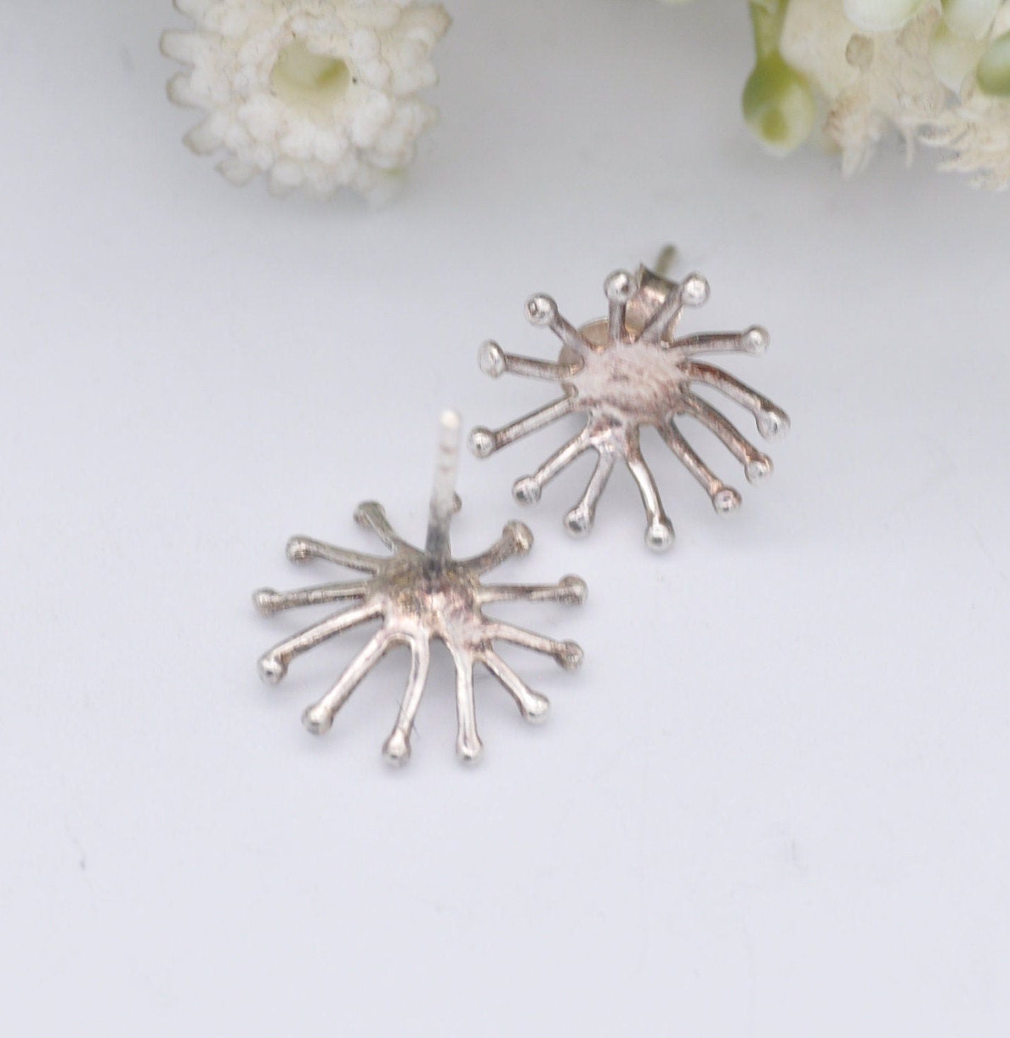 Sterling Silver Figural Stud Earrings - Sputnik Style