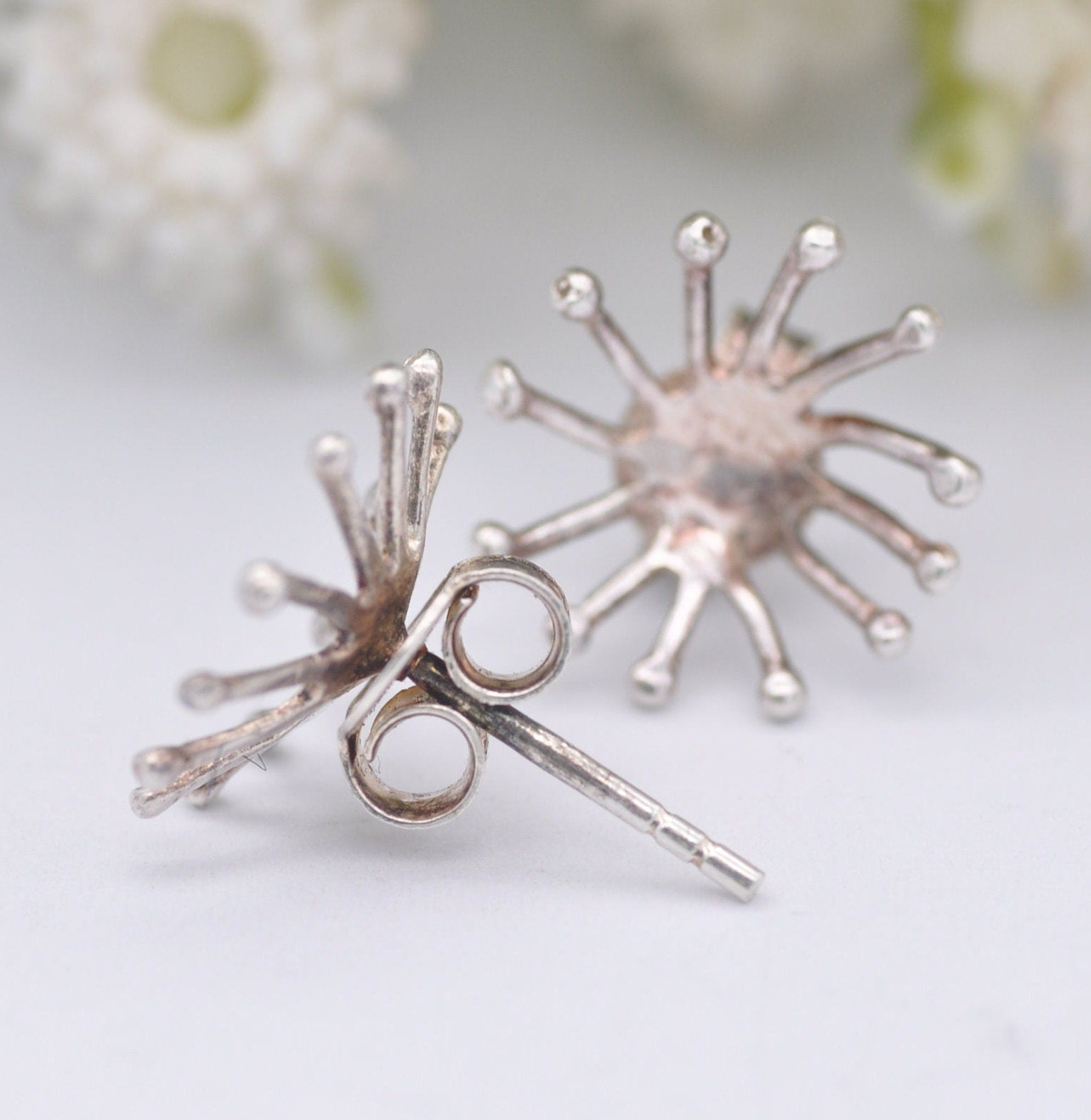 Sterling Silver Figural Stud Earrings - Sputnik Style