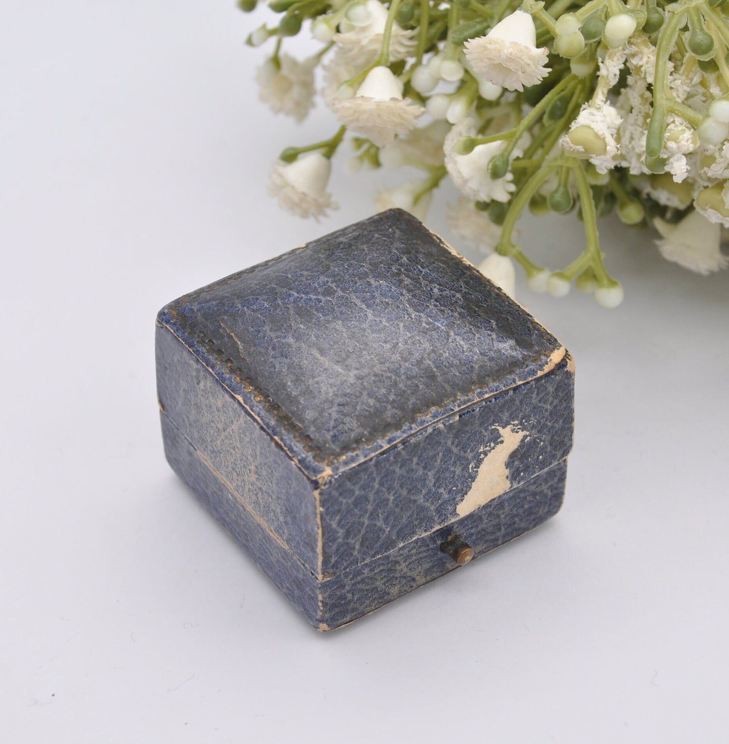 Vintage Leatherette Blue Ring Box - Frank M Johnson Jeweller Kings Lynn | Silk and Velvet Lined