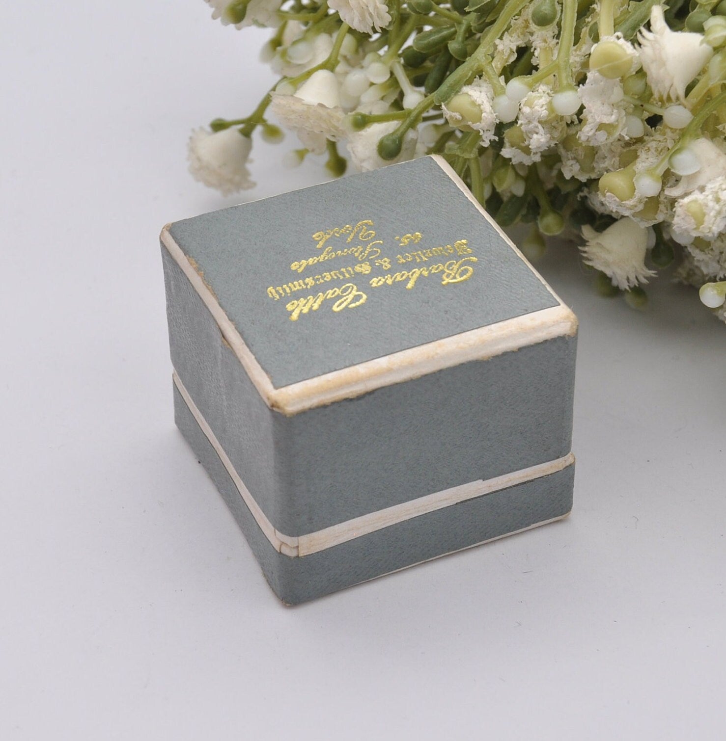 Vintage Blue and Gold Ring Box Carboard Box - Barbara Cattle Jeweller & Silversmith | 65 Stonegate York